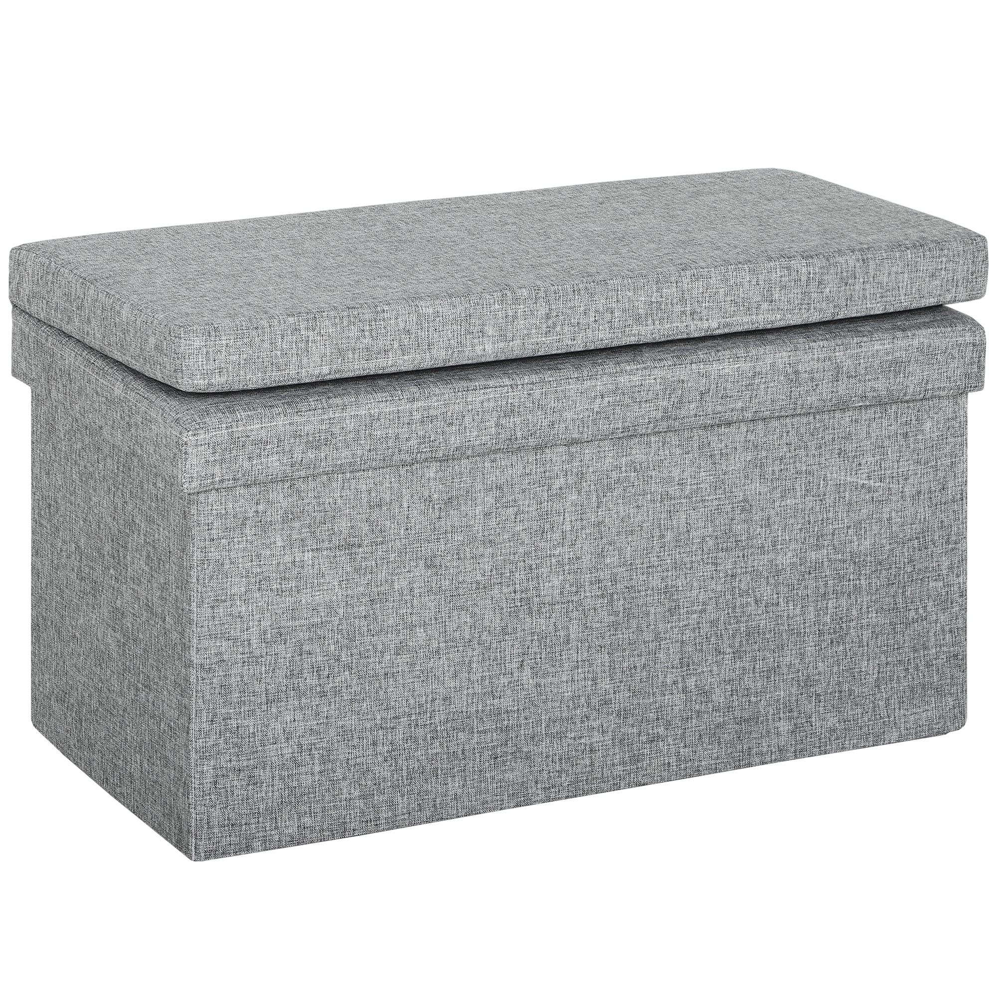 Living & hol -  Banca Pliabila cu Spatar si Compartiment de 77L, Acoperire din tesatura, 76x50x73 cm, Gri