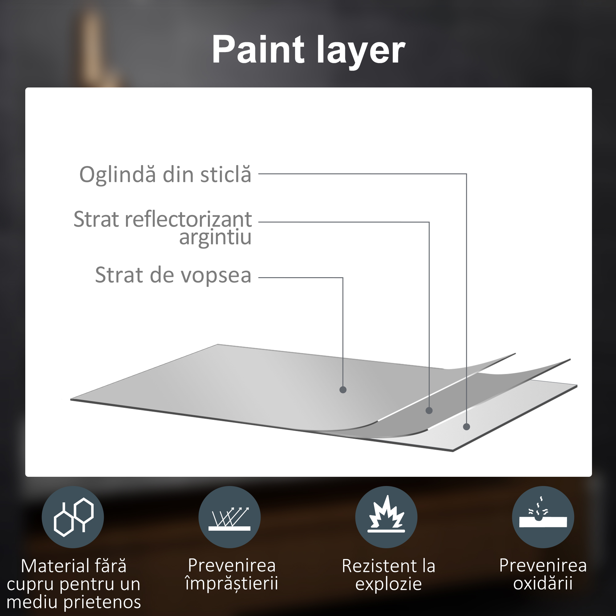  Oglinda de Baie cu Lumini LED Reglabile, Comutatoare Touch si Functie Antiaburire, 70x50 cm [7]