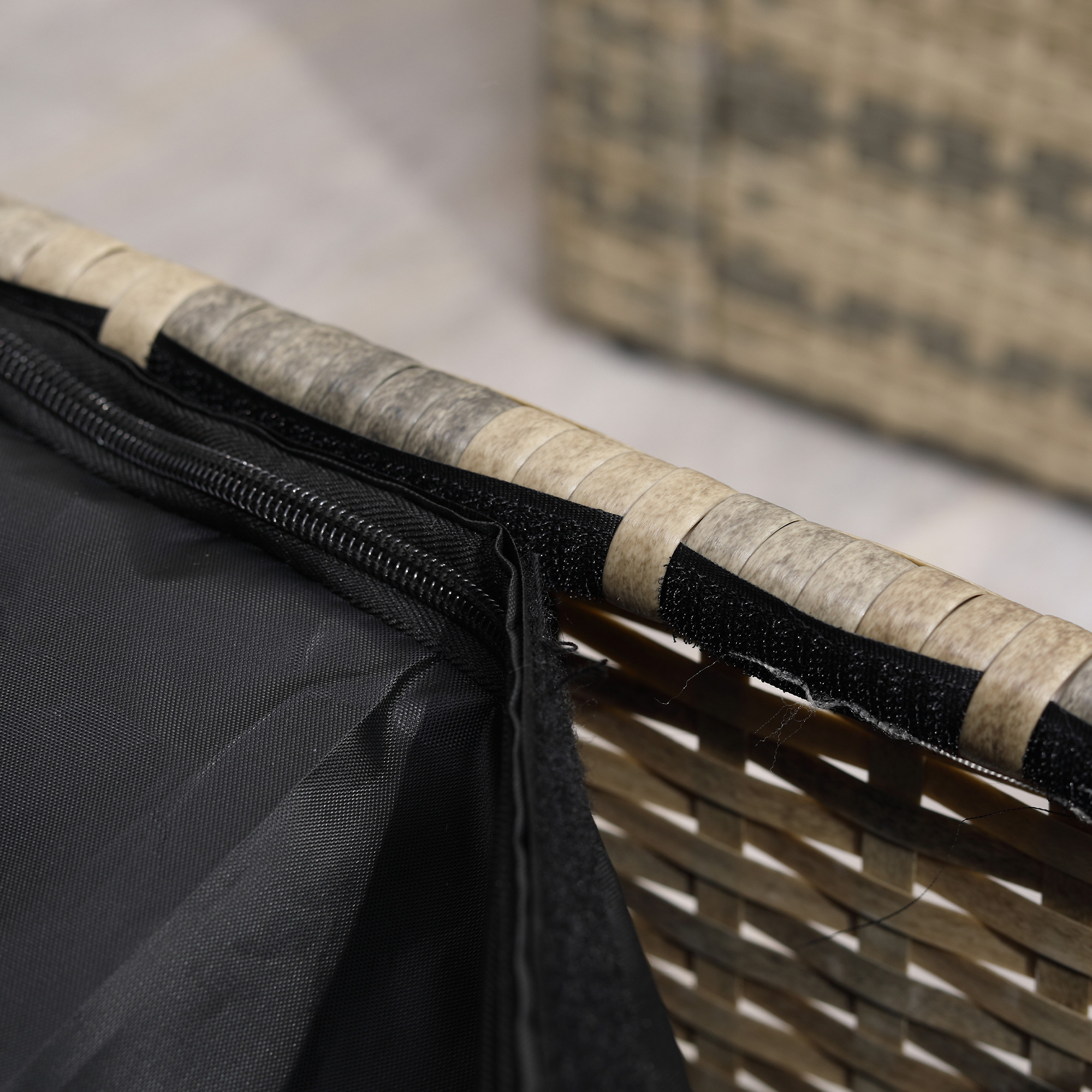  Set de mobilier de gradina din ratan de 6 piese, canapea si 2 fotolii tapitate pentru 7 persoane, bej [5]