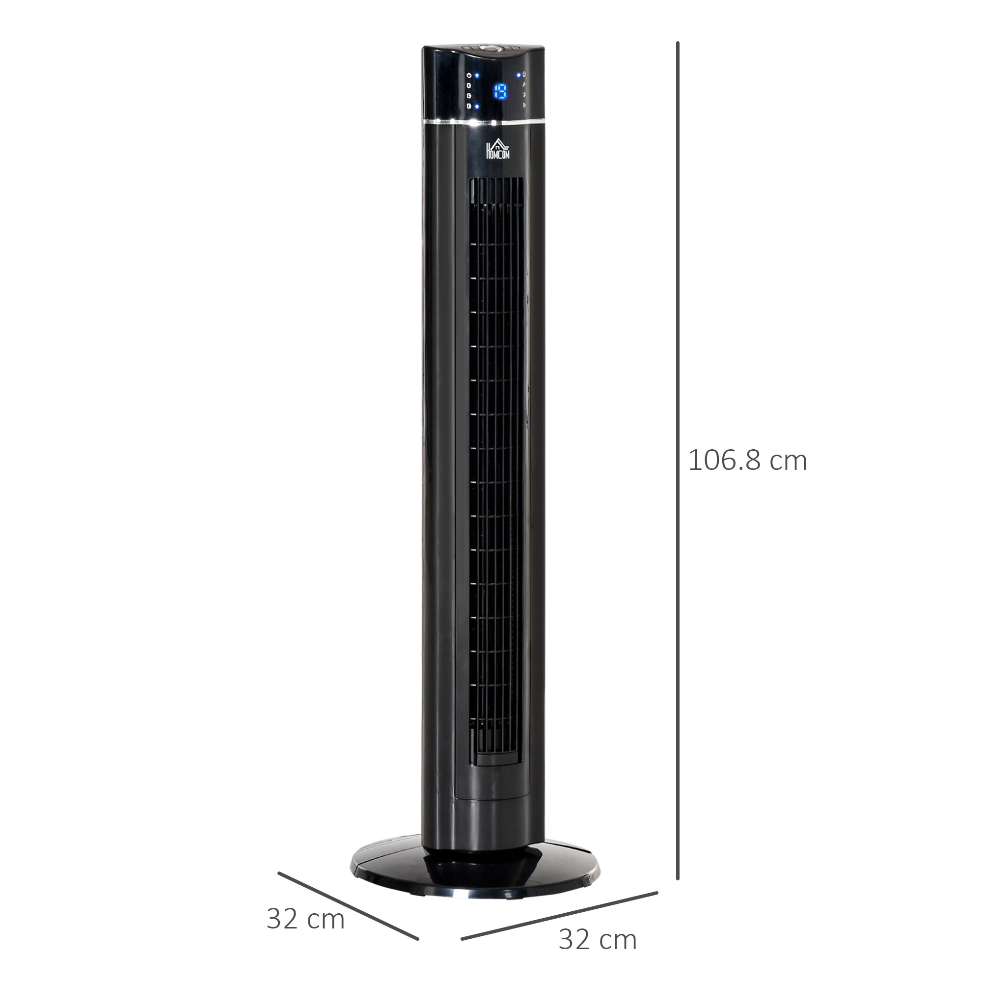  Ventilator pe coloana 60W cu 3 viteze, 3 moduri si temporizator 8h, din ABS, Ø32x106,8 cm, negru [2]