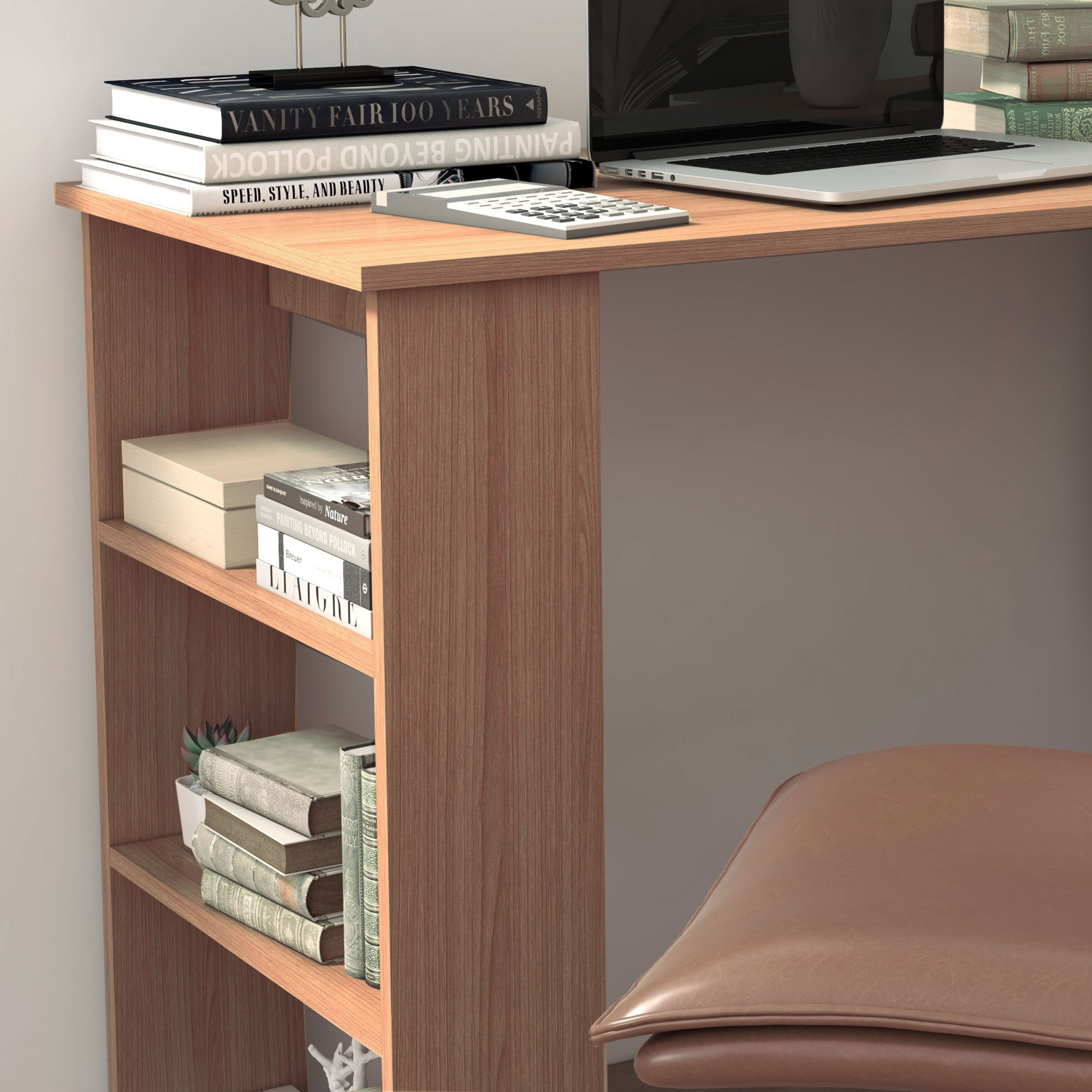  birou din lemn cu 5 rafturi 120x110x74.5cm, maro [5]