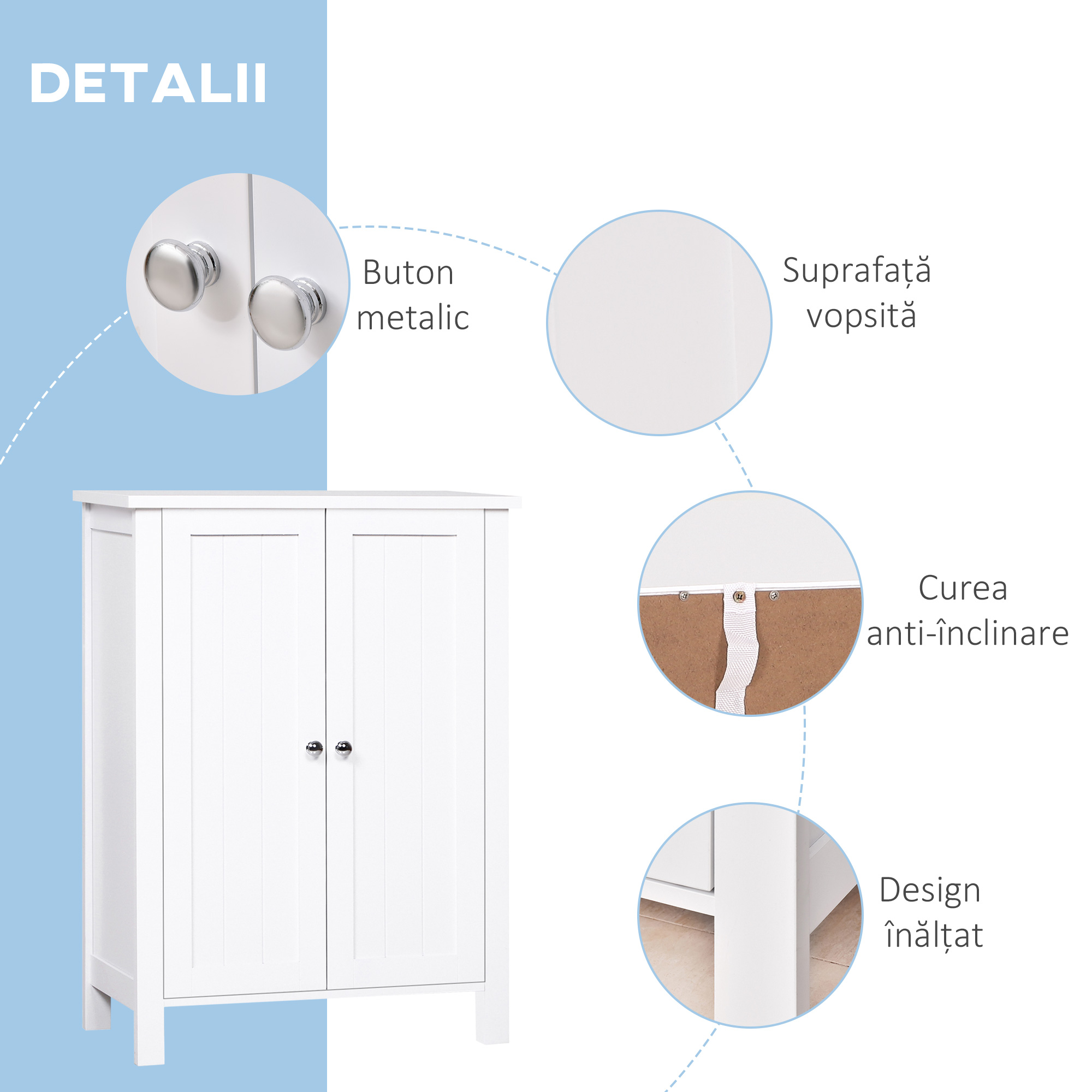  dulap baie, cu doua usi, 60x30x80 cm, alb [5]