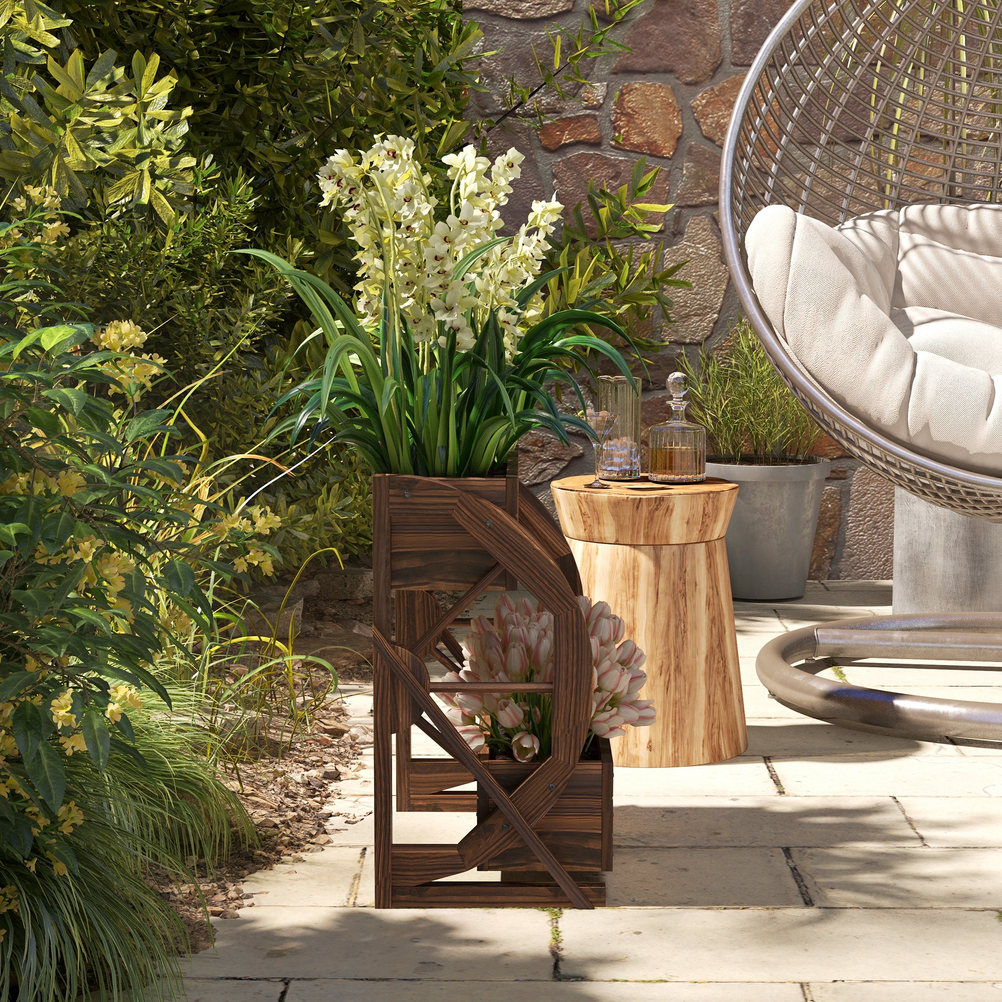  Pat de Gradina Inaltat pe 2 Niveluri din Lemn [7]