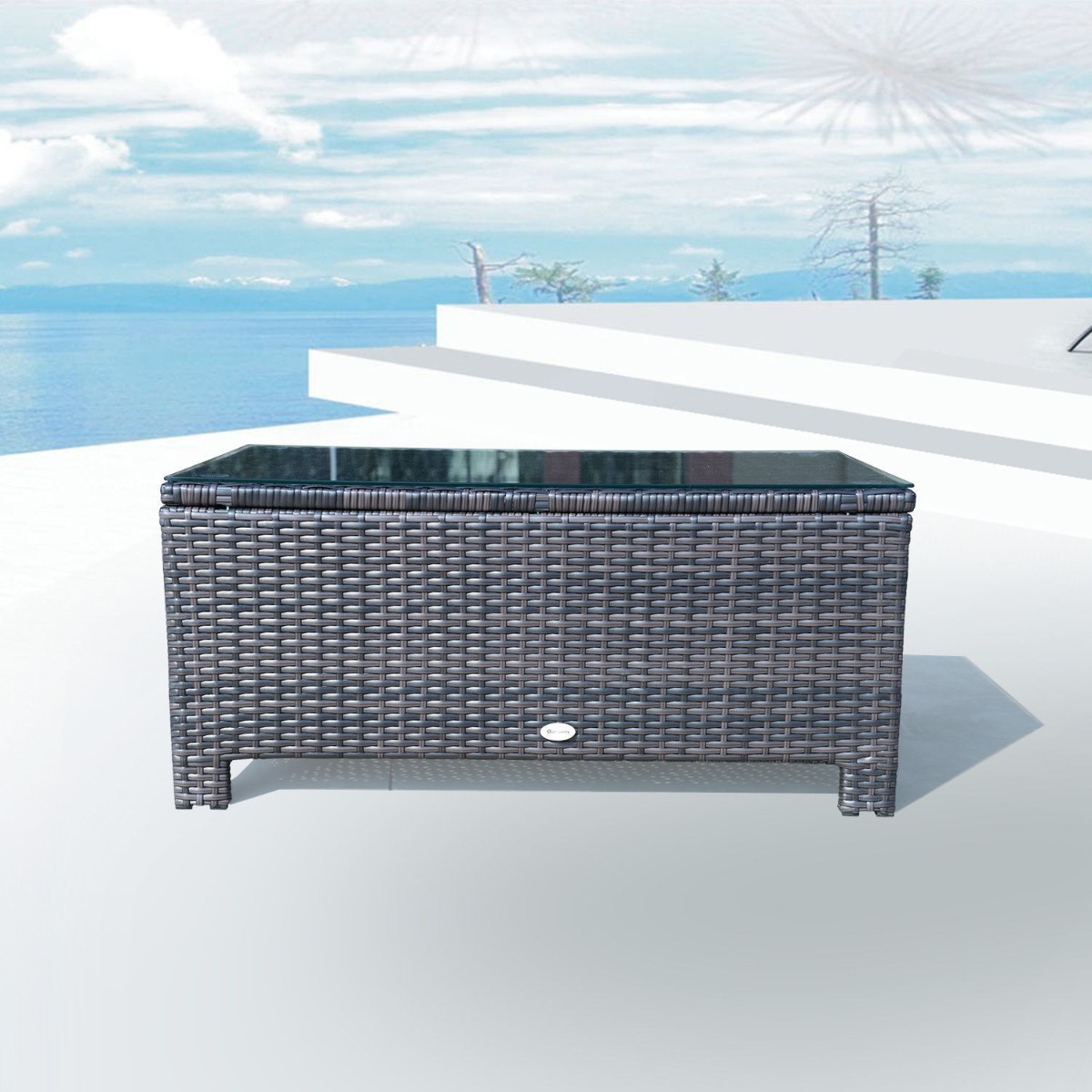  masuta exterior, sticla securizata, 85x50x39cm, maro [1]