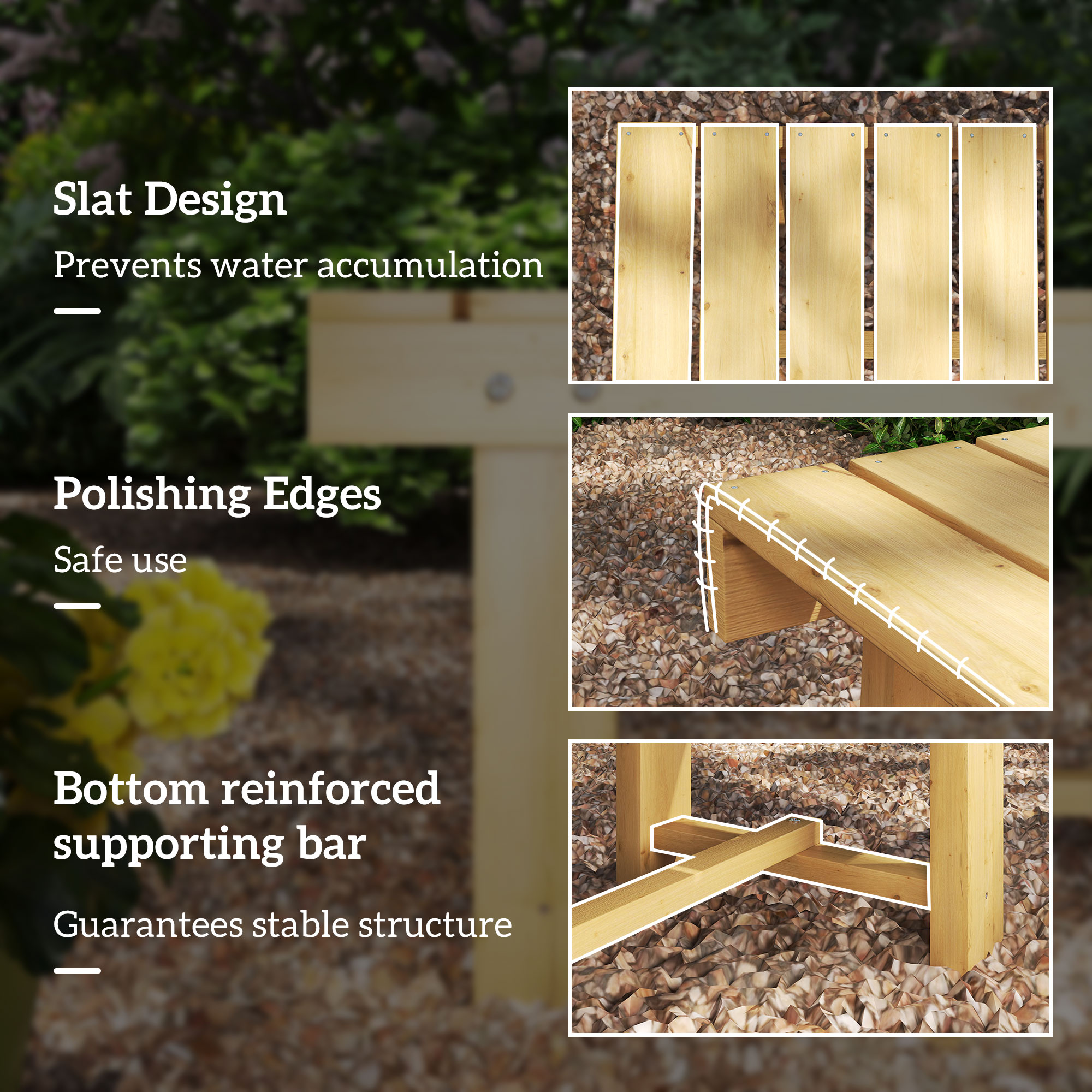  Banca de Exterior Impermeabila 2 Locuri din Lemn de Brad 110x38x35cm [5]