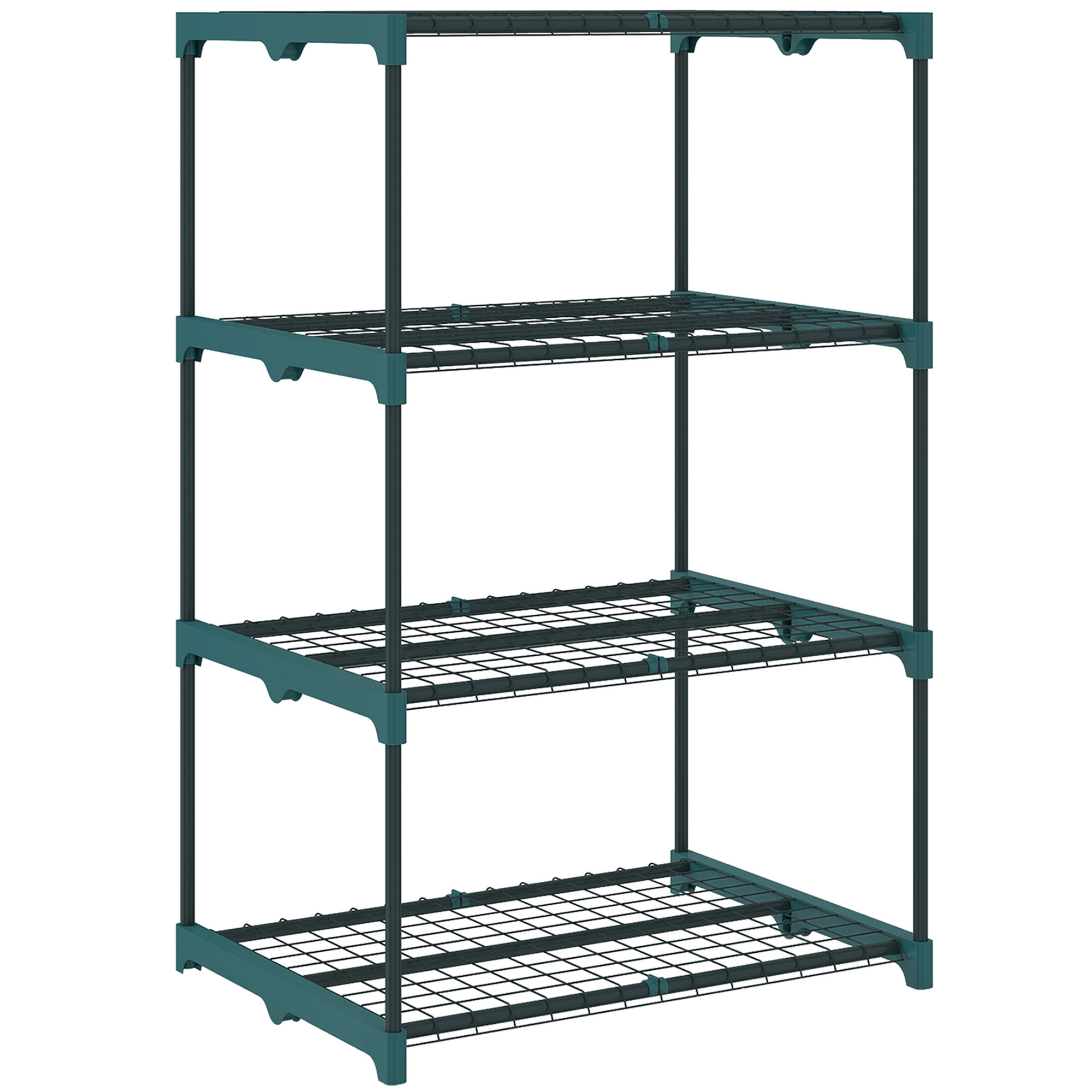Living & hol -  Suport pentru Plante Vertical cu 4 Niveluri din Otel si Plastic, Suport Ghivece pentru Interior si Exterior, Gradina Balcon, 67x49x105 cm, Verde inchis