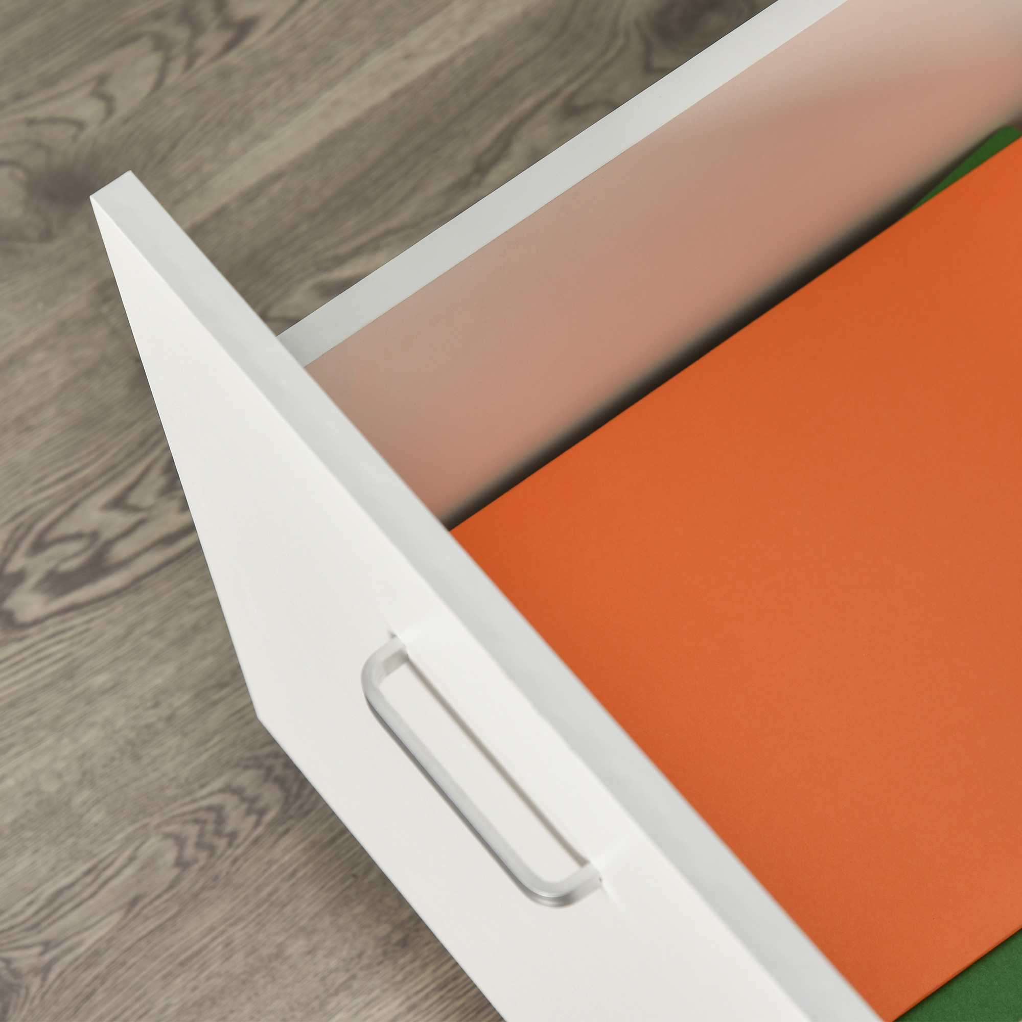  Fiset Birou cu 2 Sertare cu 5 Roti, Dulapior de Birou din PAL cu Incuietoare, 40x49x58 cm, culoare Lemn [7]