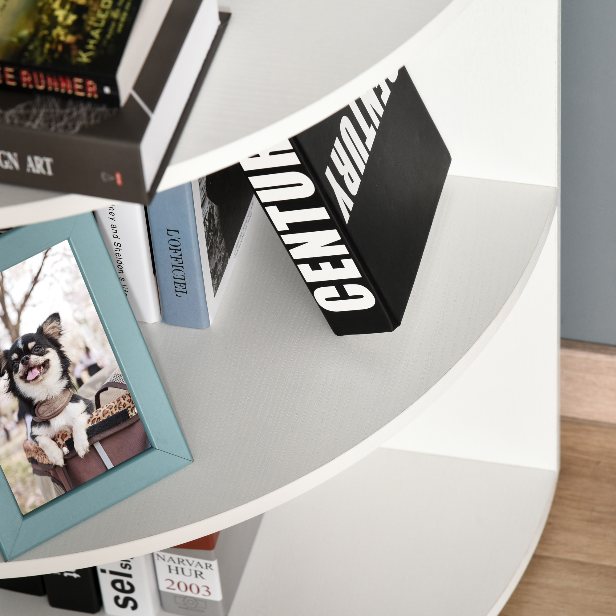  Biblioteca Colt Perete - 4 Rafturi Lemn Alb 120 cm [6]