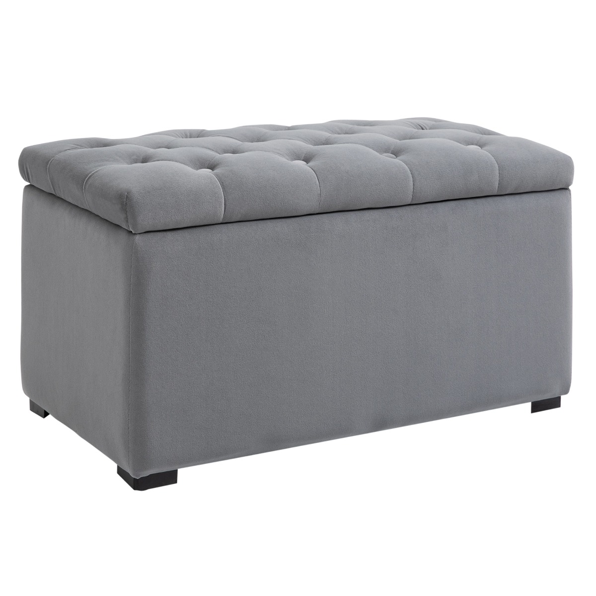 Living & hol -  Cufar Depozitare Multifunctional - Cu 2 Pouf Catifea Gri