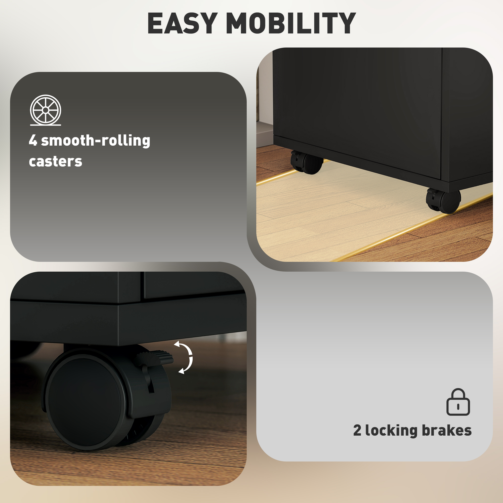 Dulap de Birou  din Lemn cu Raft Deschis, Sertar cu incuietoare si Dulap, 40x35x60 cm, Negru [5]