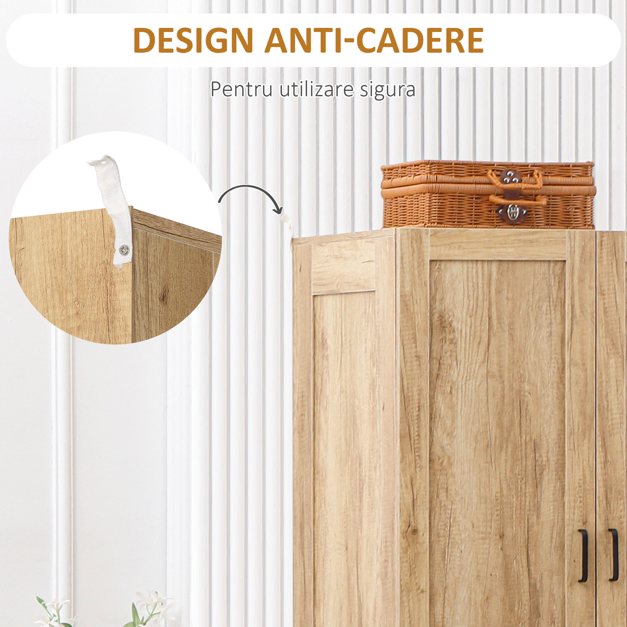  Dulap Dormitor 2 Usi cu 2 Sertare si Bara pentru Umerase 80x54x180 cm Lemn [5]