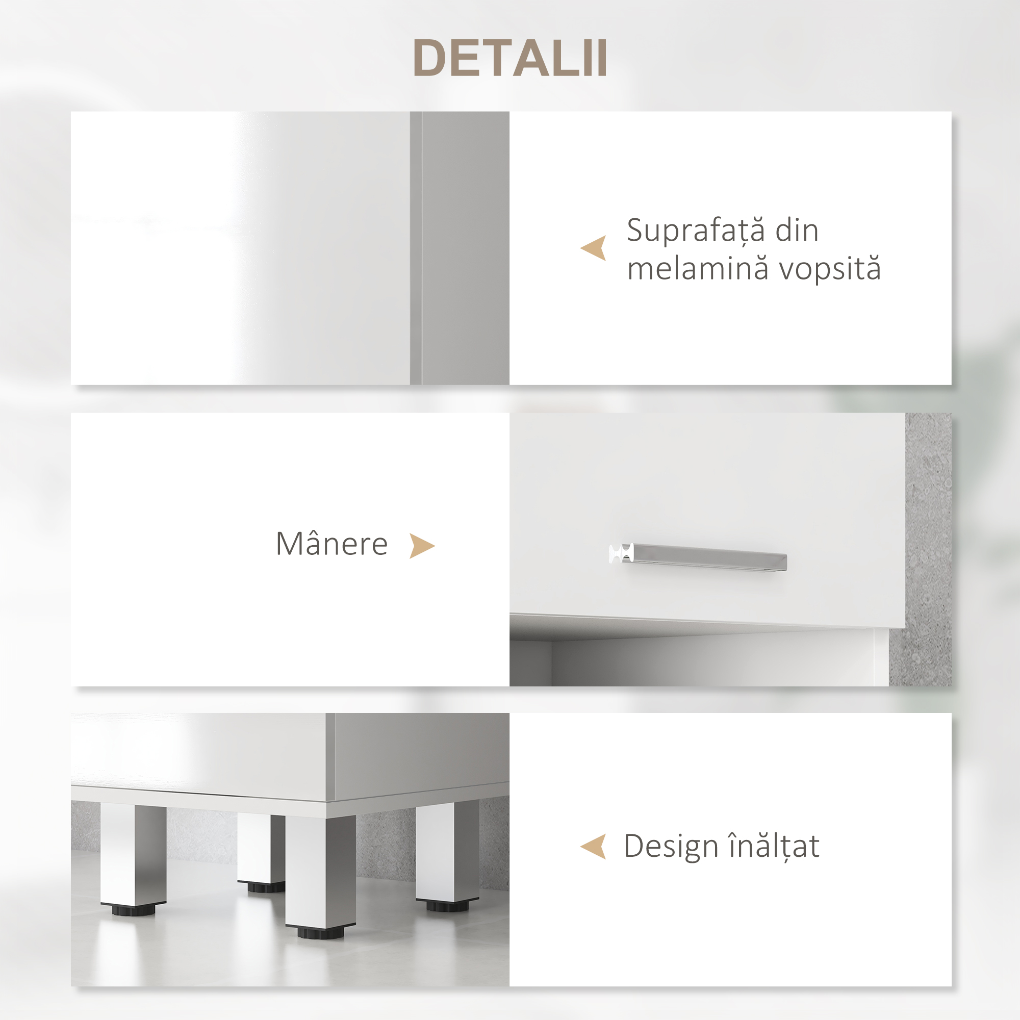  Mobilier pentru Baie cu 1 Sertar 3 Rafturi Ajustabile si 2 Dulapuri, 30x30x180 cm, Alb Lucios [5]