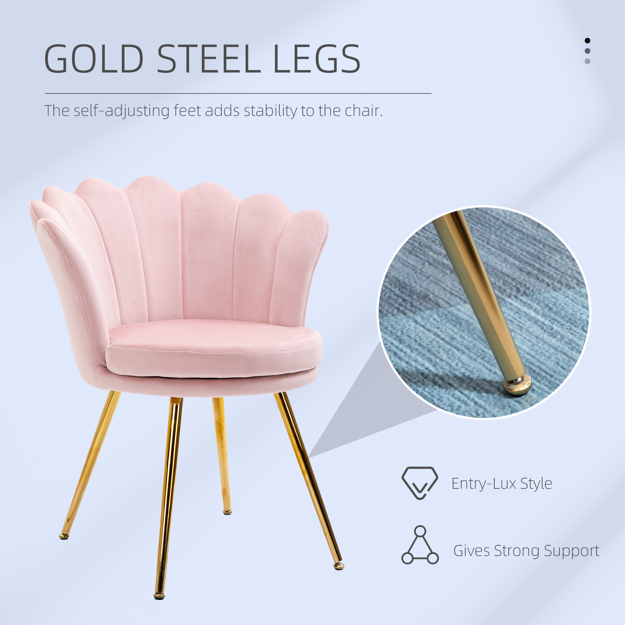  Fotoliu de Living in forma de Scoica Vintage din Catifea cu Picioare Aurii Roz [3]