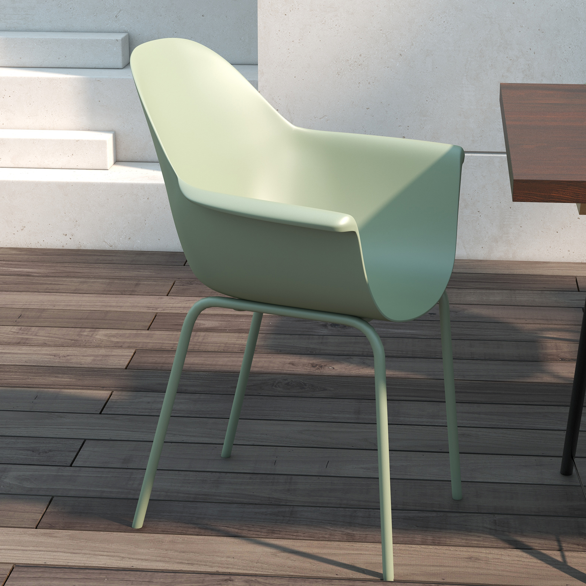  Set 4 Scaune de Exterior 59x55x84 cm din PP si Otel Verde [5]