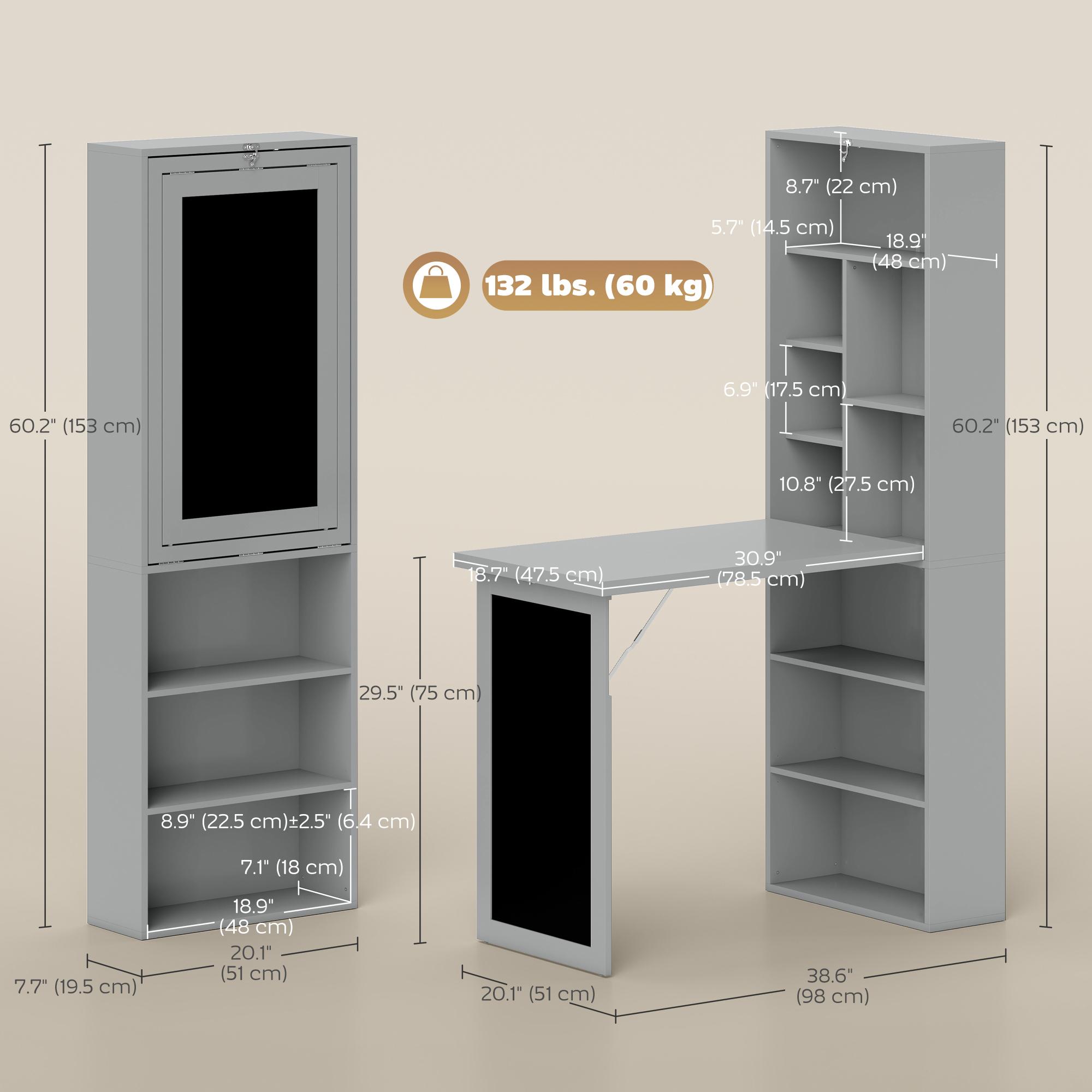  Birou Pliabil 3-in-1 - Biblioteca, Tabla & Masa Dining, 98×153 cm [2]
