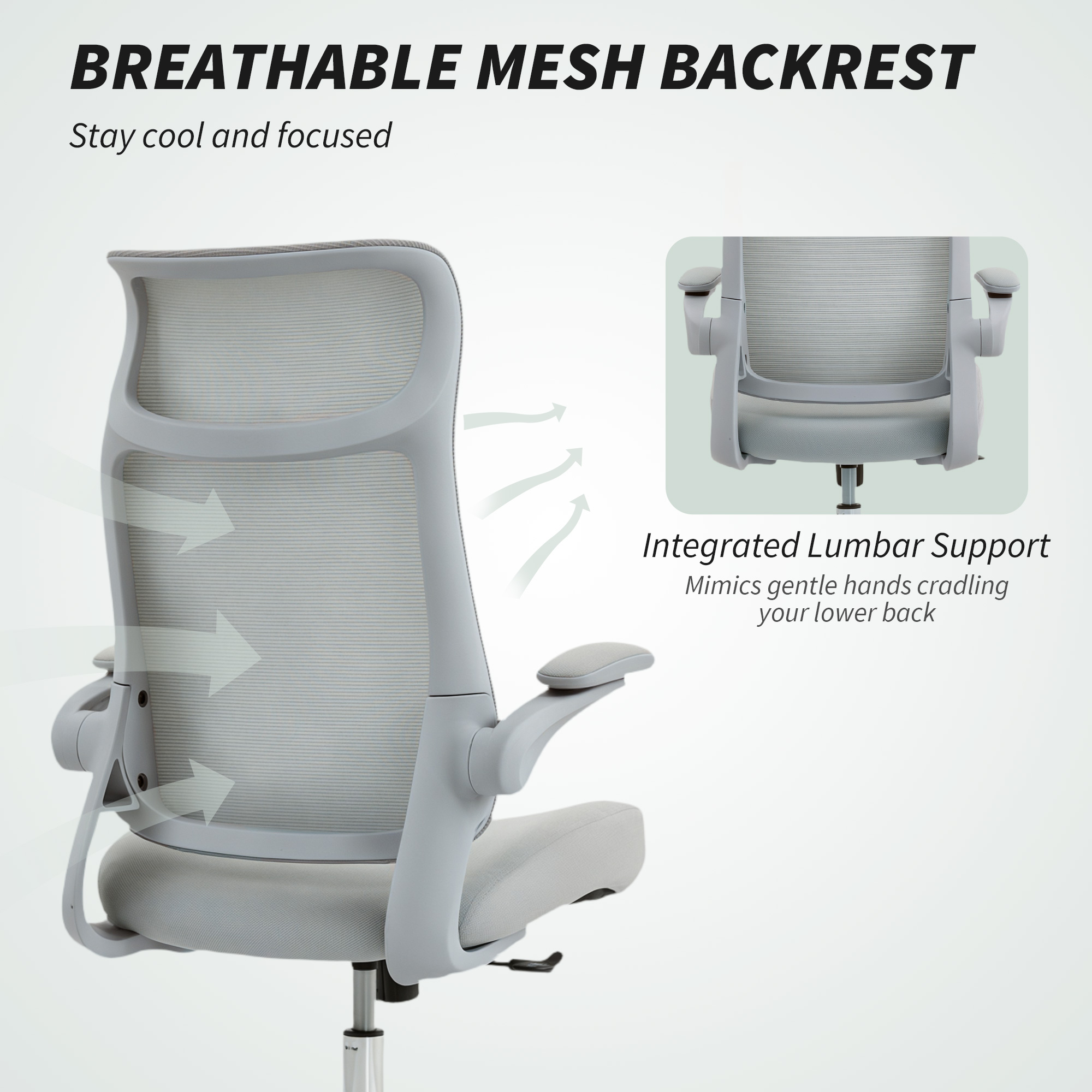  Scaun de birou ergonomic cu cotiere reglabile si tetiera, gri [4]