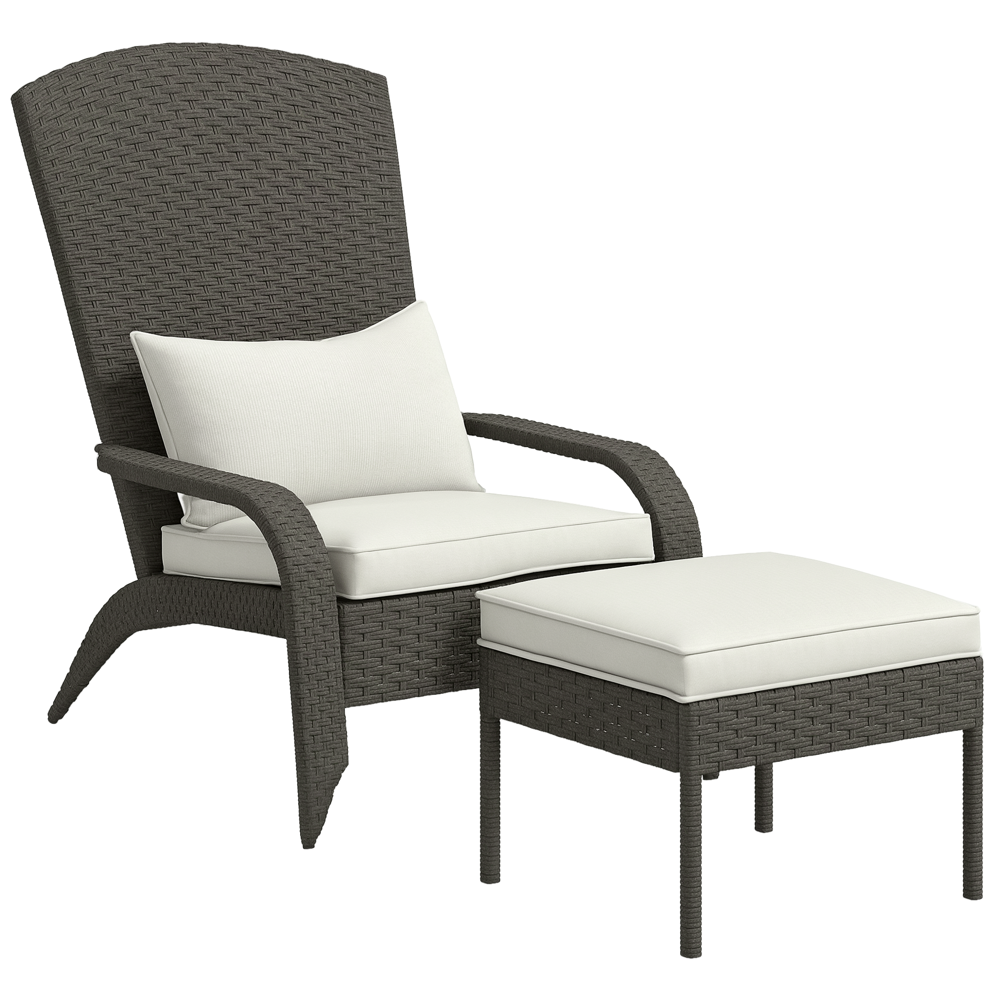 Gradina & balcon -  Scaun Adirondack cu taburet din rachita pentru terasa, S