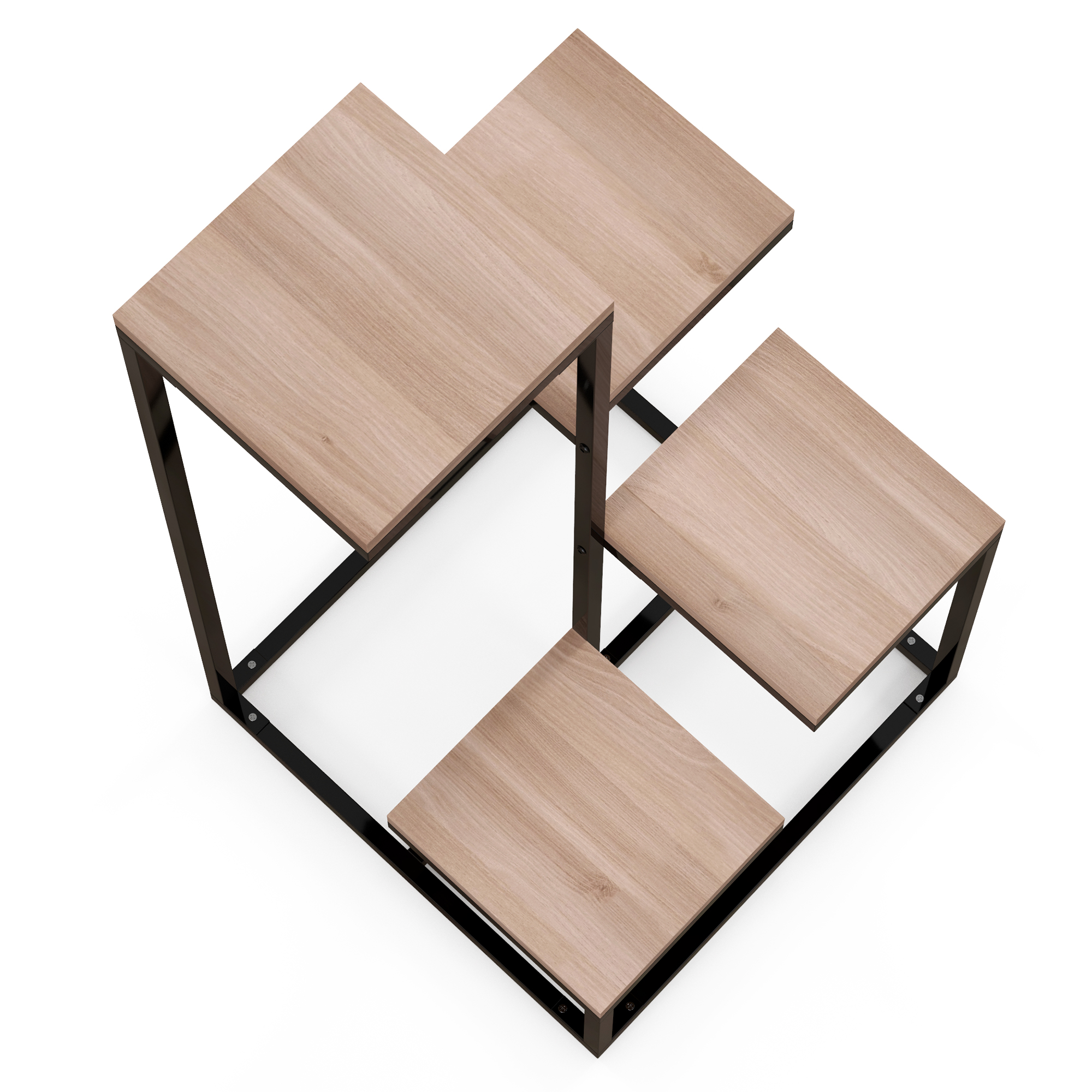  Etajera pentru Plante cu 4 Nivele din Otel si Lemn, 40x40x75.5 cm, Maro si Negru [7]