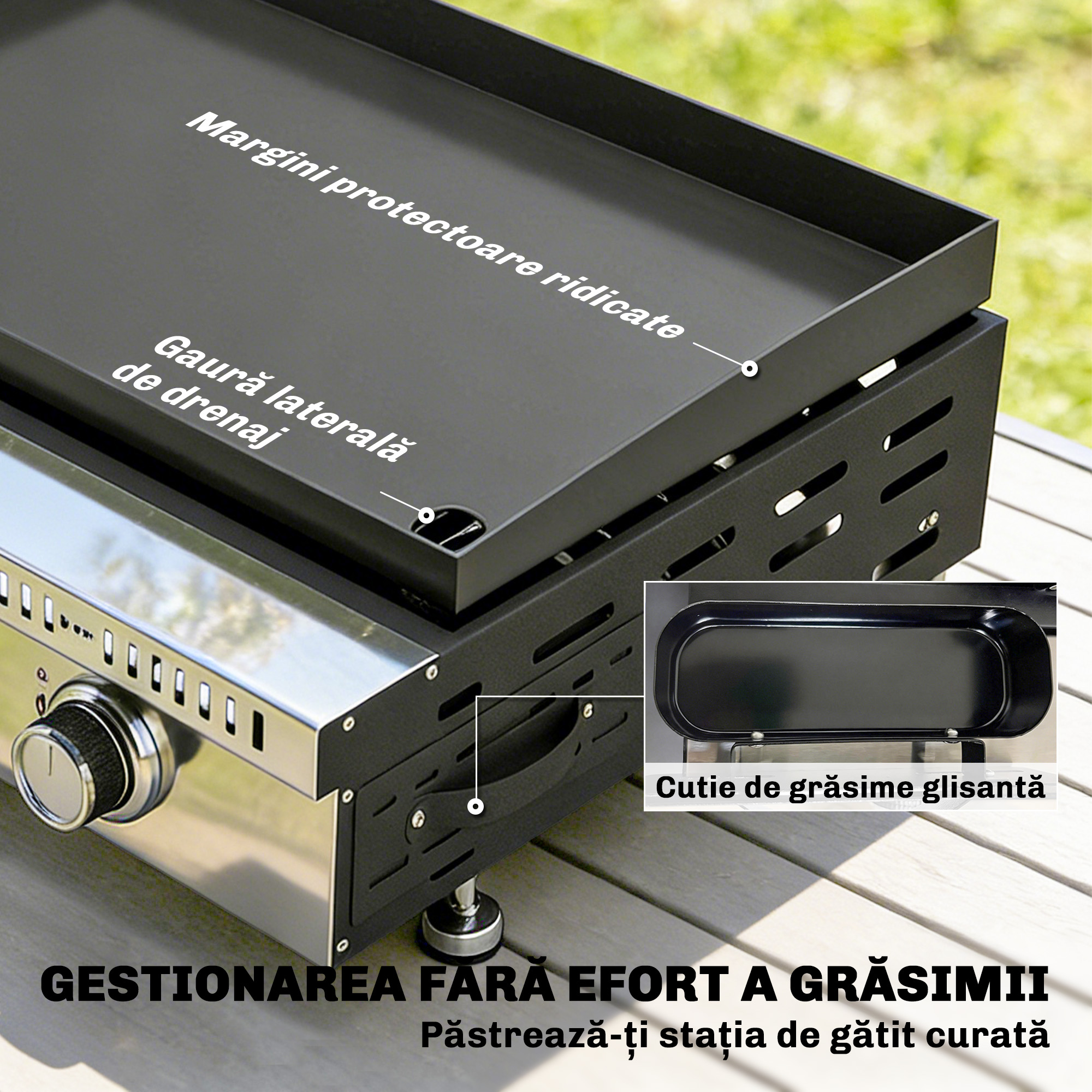 Gratar pe Gaz , portabil de masa, cu tava pentru grasime, culoare neagra. [5]