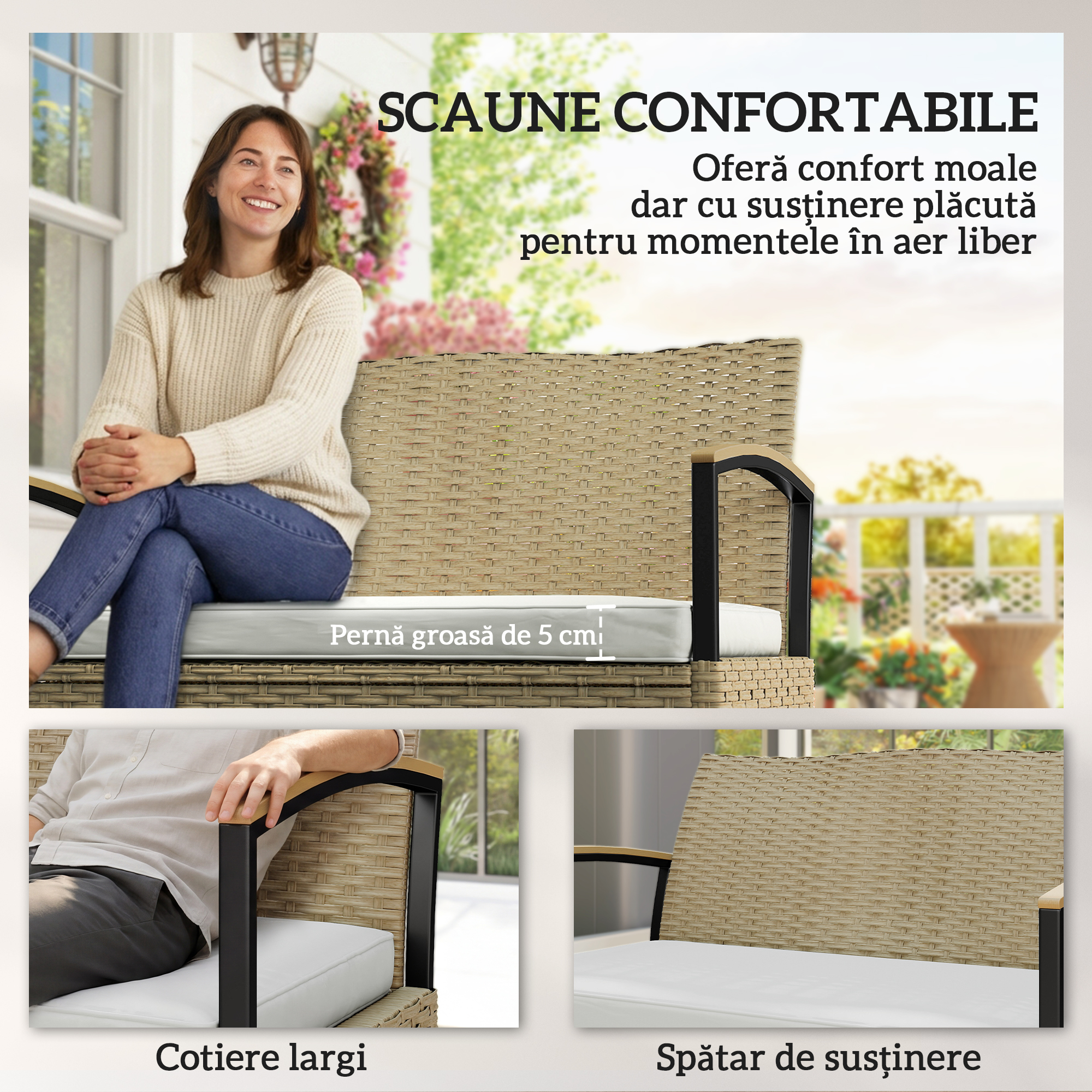  Banca cu Spatiu de Depozitare 125L cu Perna, Cadru Metalic, 123x70x82 cm, Bej [4]