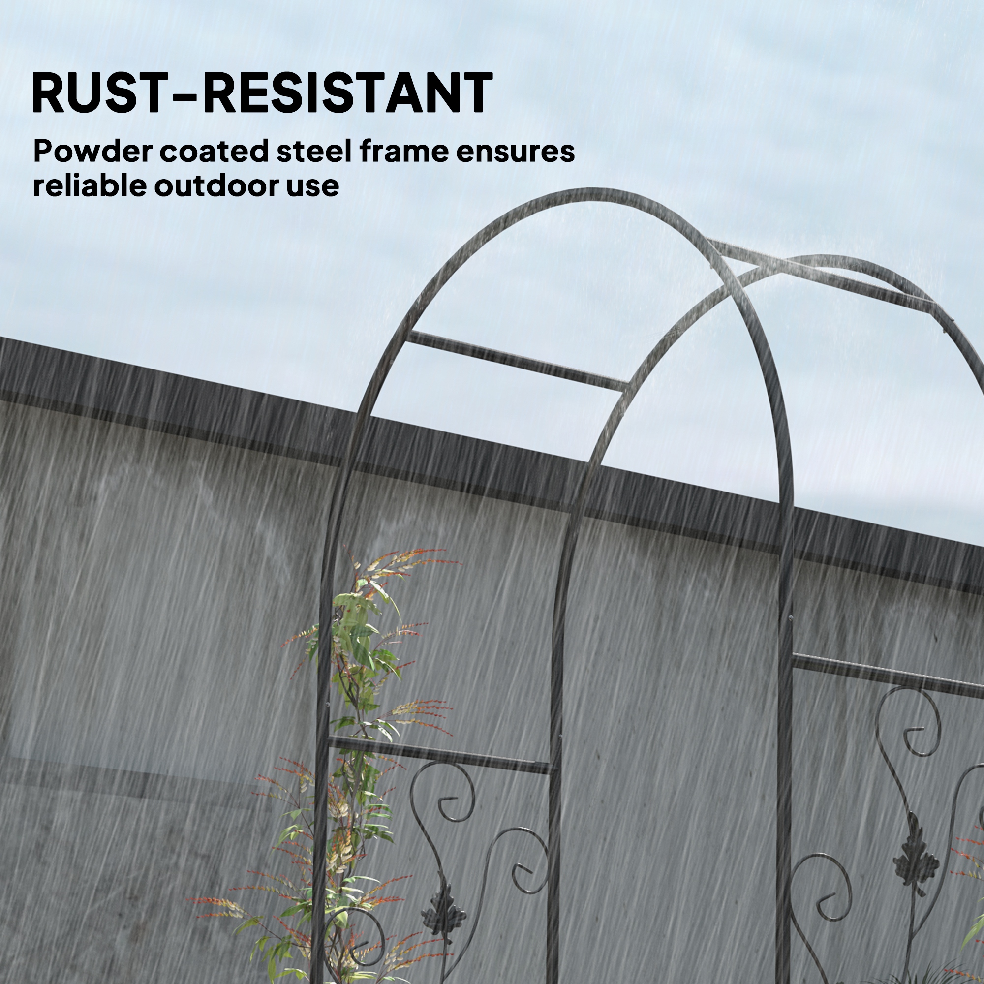  Arc de Gradina cu Poarta si Grilaj pentru Plante Cataratoare, 2,2x1 m, Negru [4]