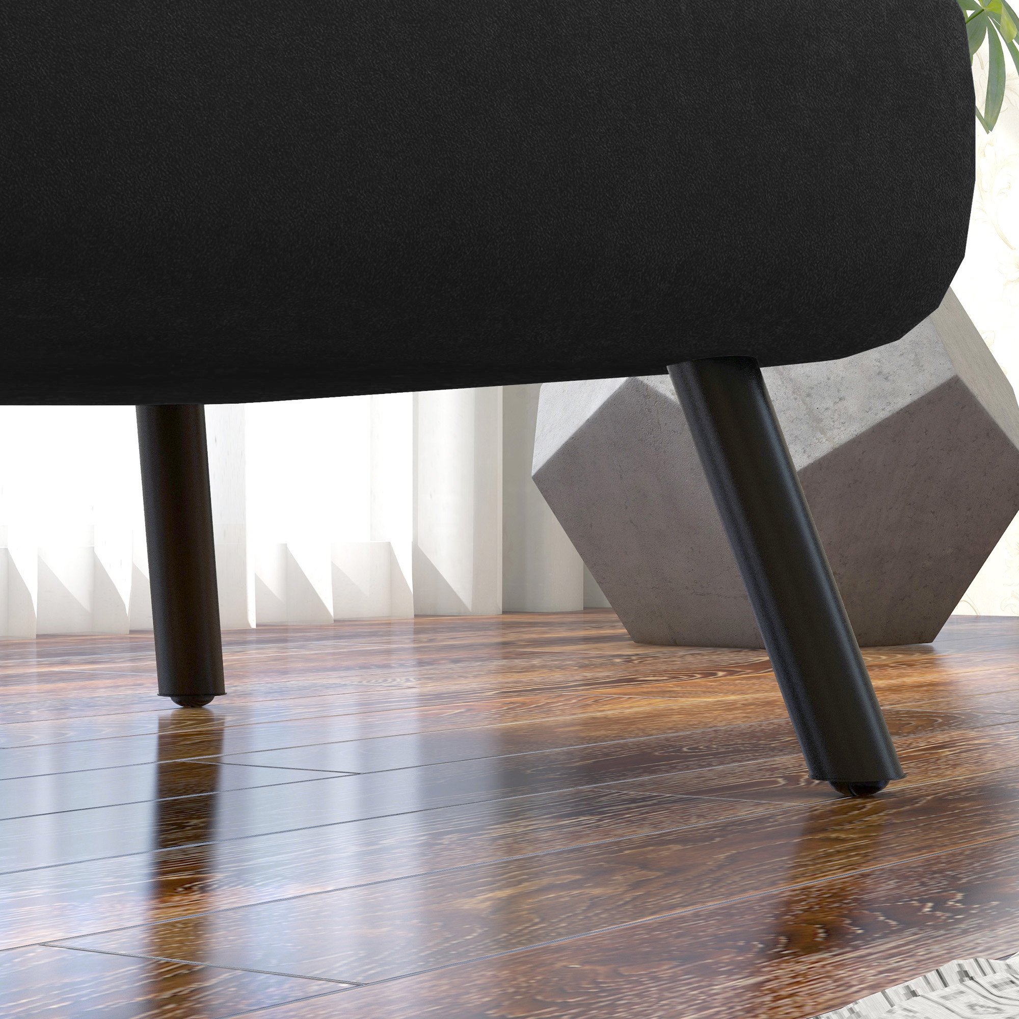  Fotoliu Pat 3 in 1 cu Spatar Reglabil in 5 Pozitii si Perna, 63x73x81 cm, Negru [8]