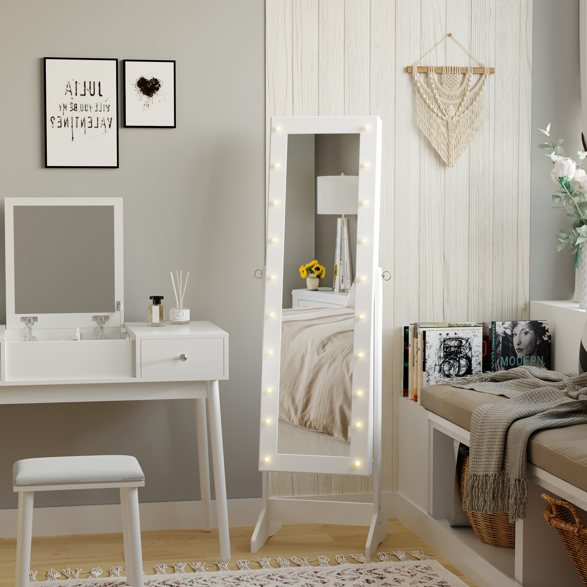  dulap bijuterii, oglinda si leduri incluse,40x37x146 cm [1]