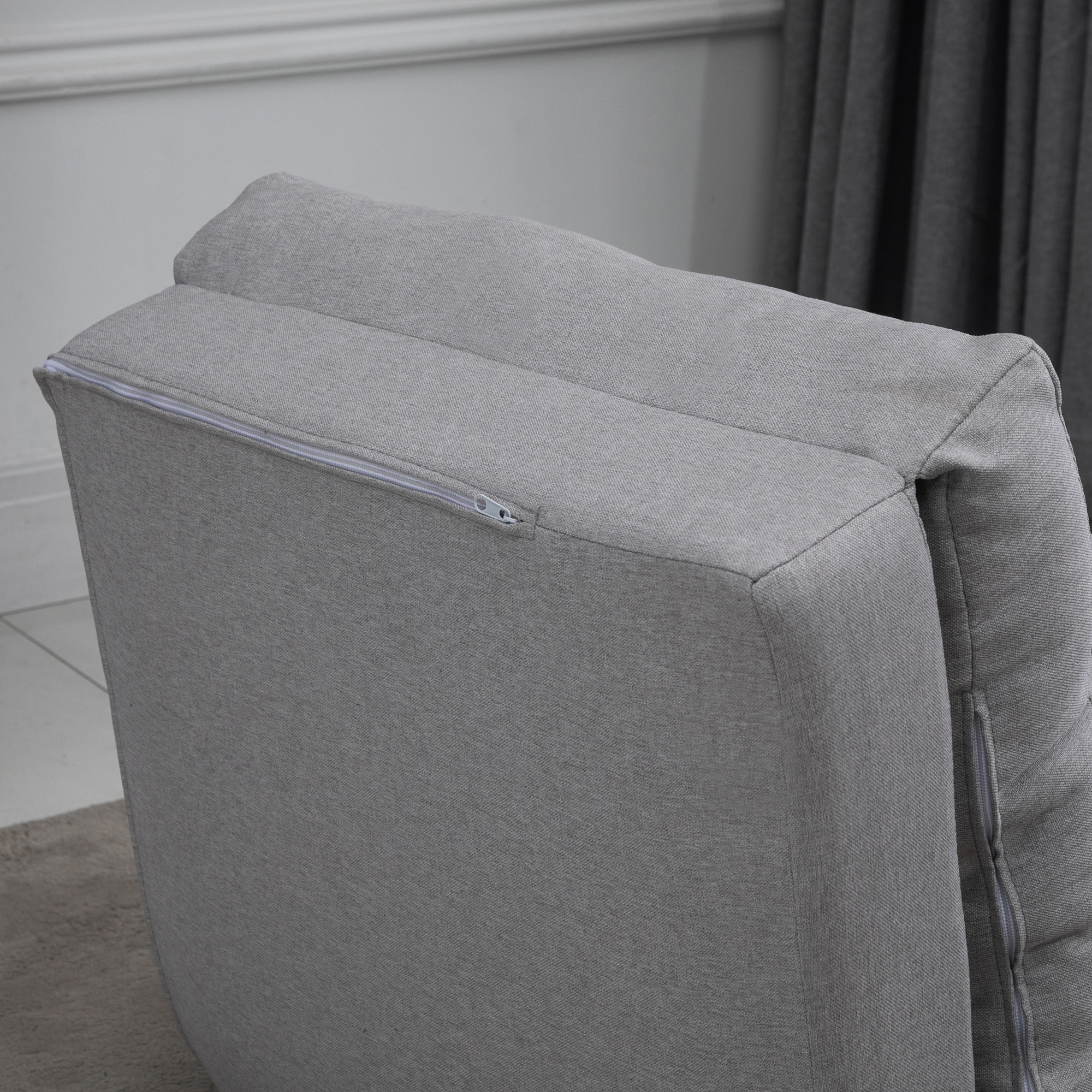  Fotoliu Pat 3 in 1 Convertibila in sezlong si Divan de Pe Podea cu 2 Perni, Gri Deschis [8]