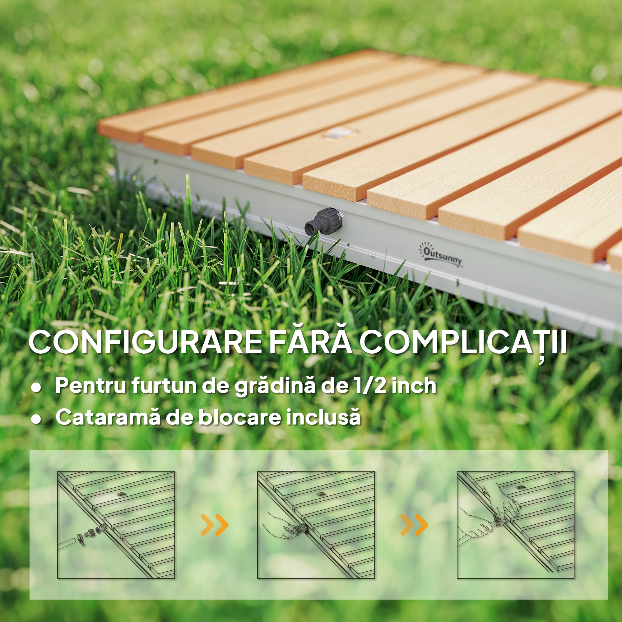  Dus Portabil: aluminiu, 4m rezistent UV/apa, plaja/spa, 70x55 cm, Efect Lemn [6]