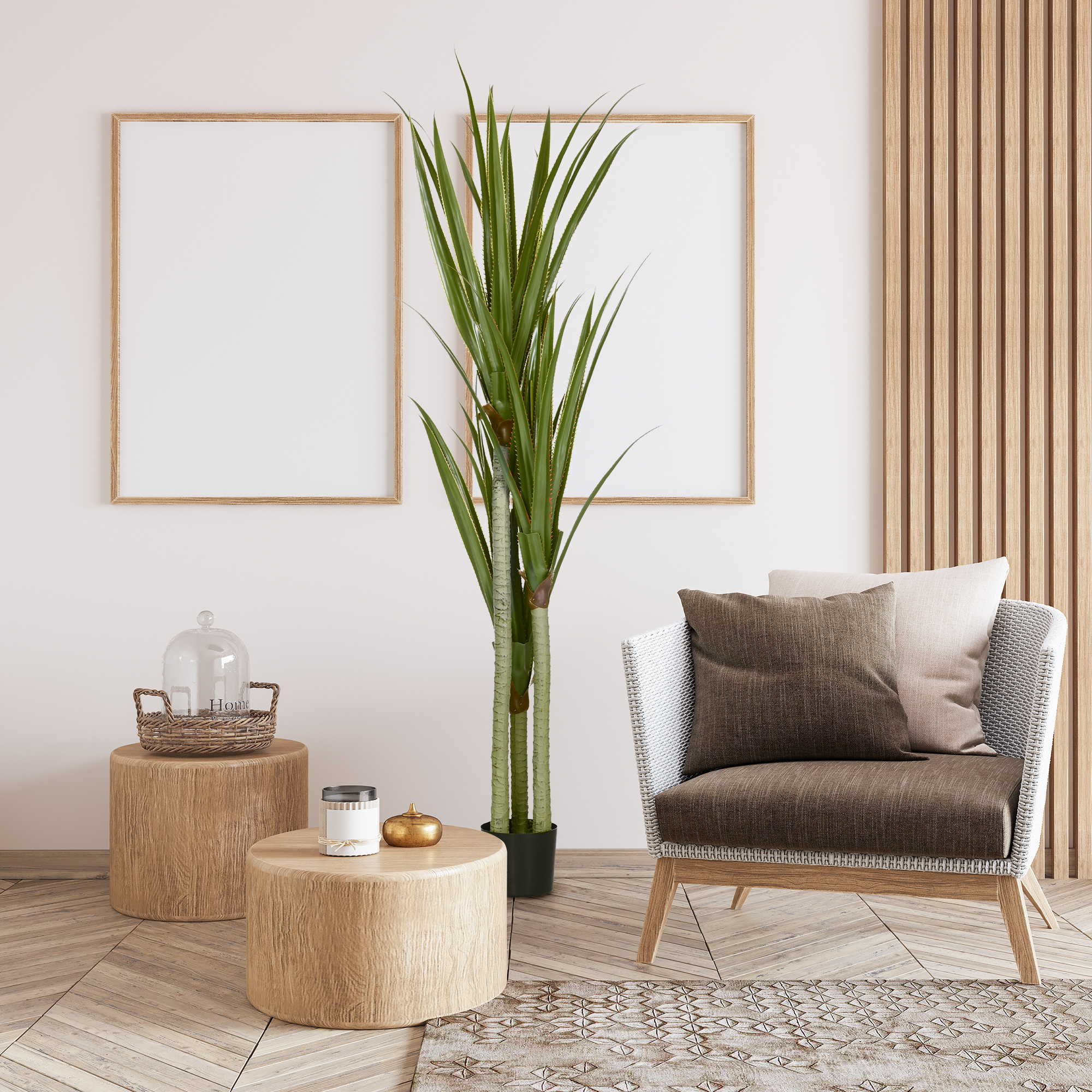  Yucca Artificiala 190cm Planta Artificiala cu 39 Frunze Decoratiune pentru Casa Living Birou Gradina Ø17x190 cm Verde [1]