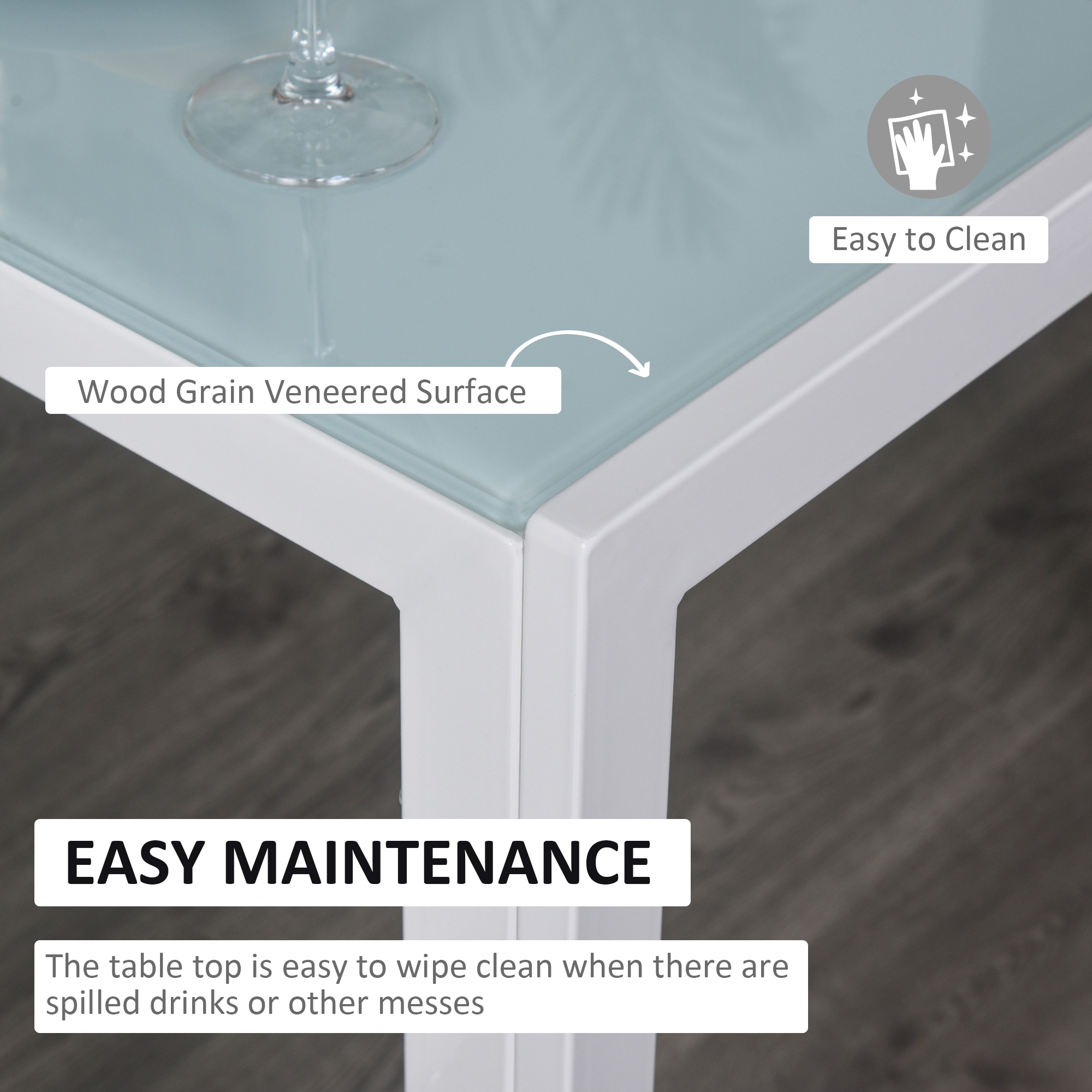  Set Dining Alb Modern - Masa + 4 Scaune Tapitate pentru 4 Persoane [5]