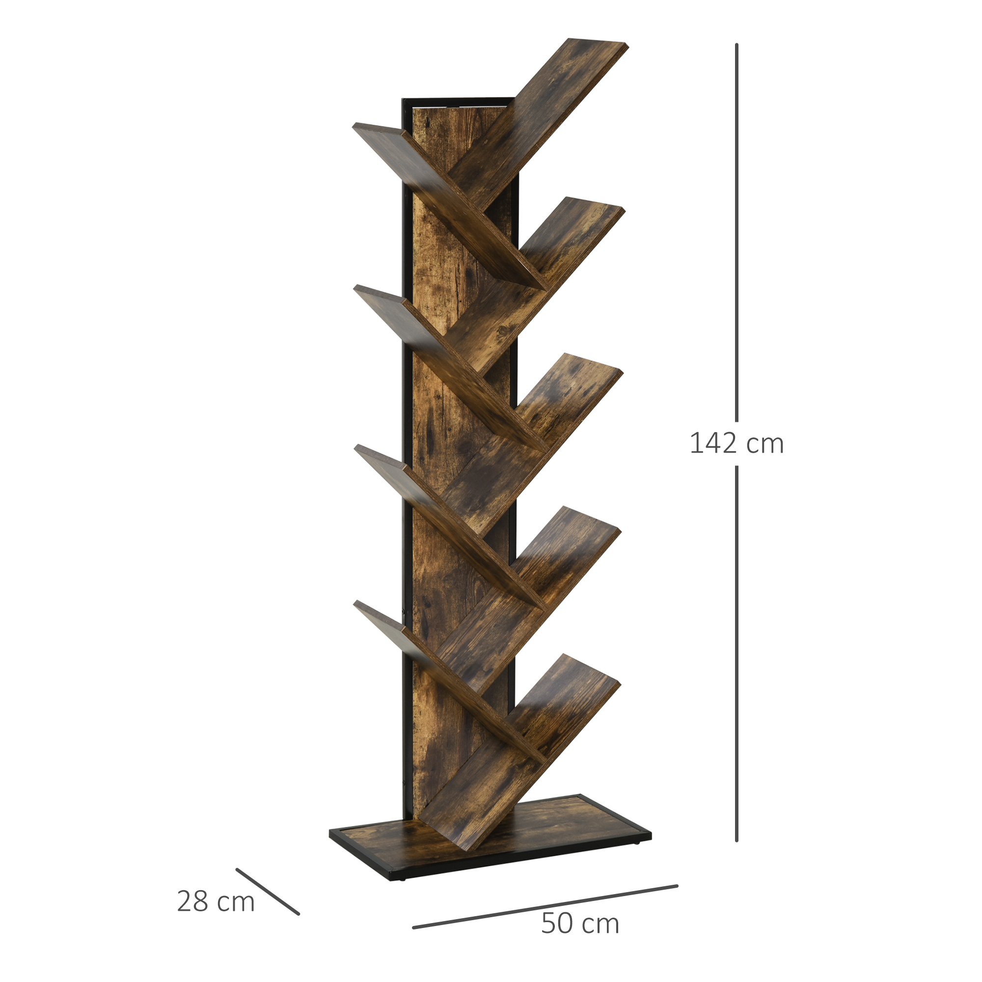  Biblioteca Lemn in Forma de Copac - Rafturi cu Etajere [2]