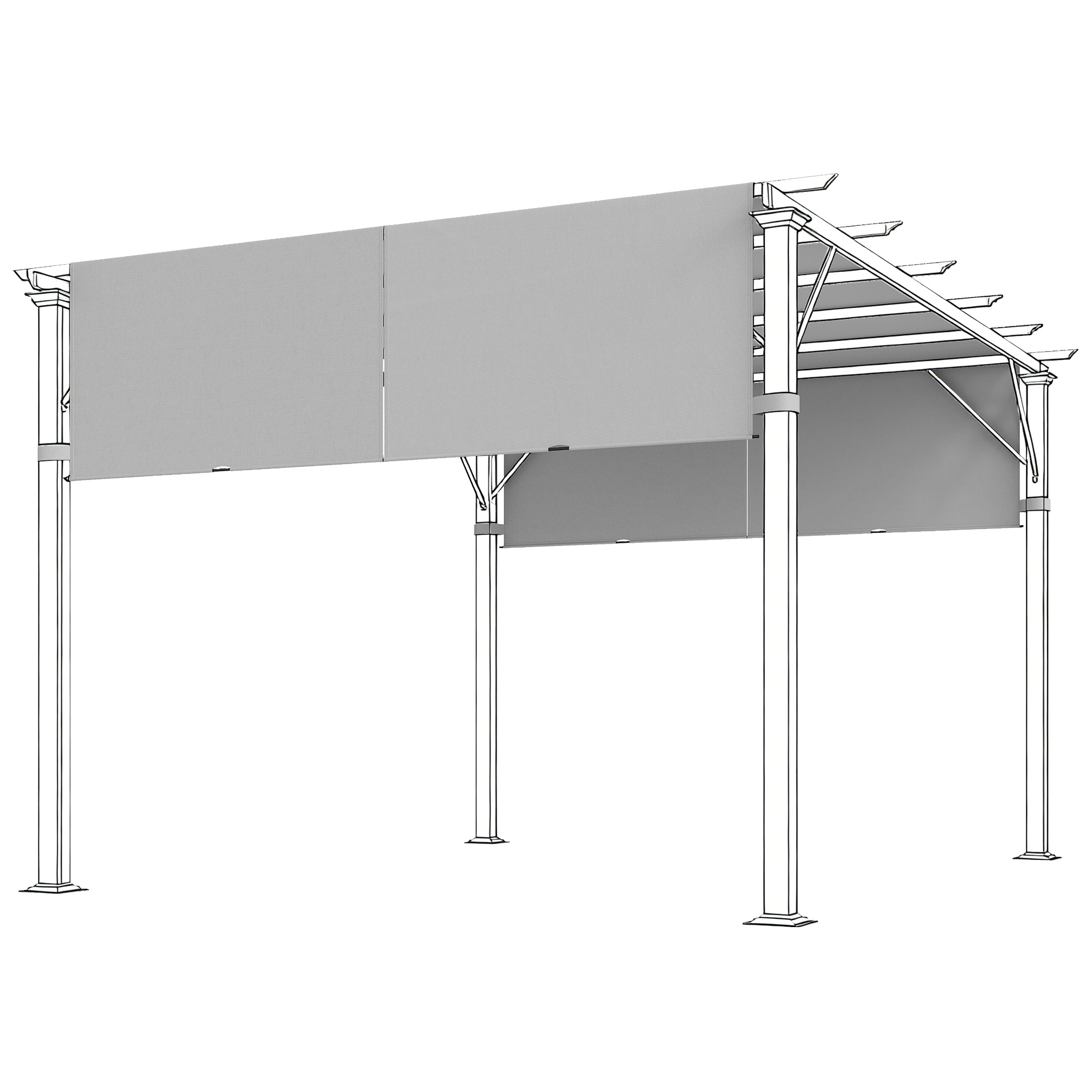 Gradina & balcon -  Prelata Pergola Foisor 3x3 m cu Buzunare si Curele pentru Bare, din Poliester, 488x122 cm, Gri Deschis