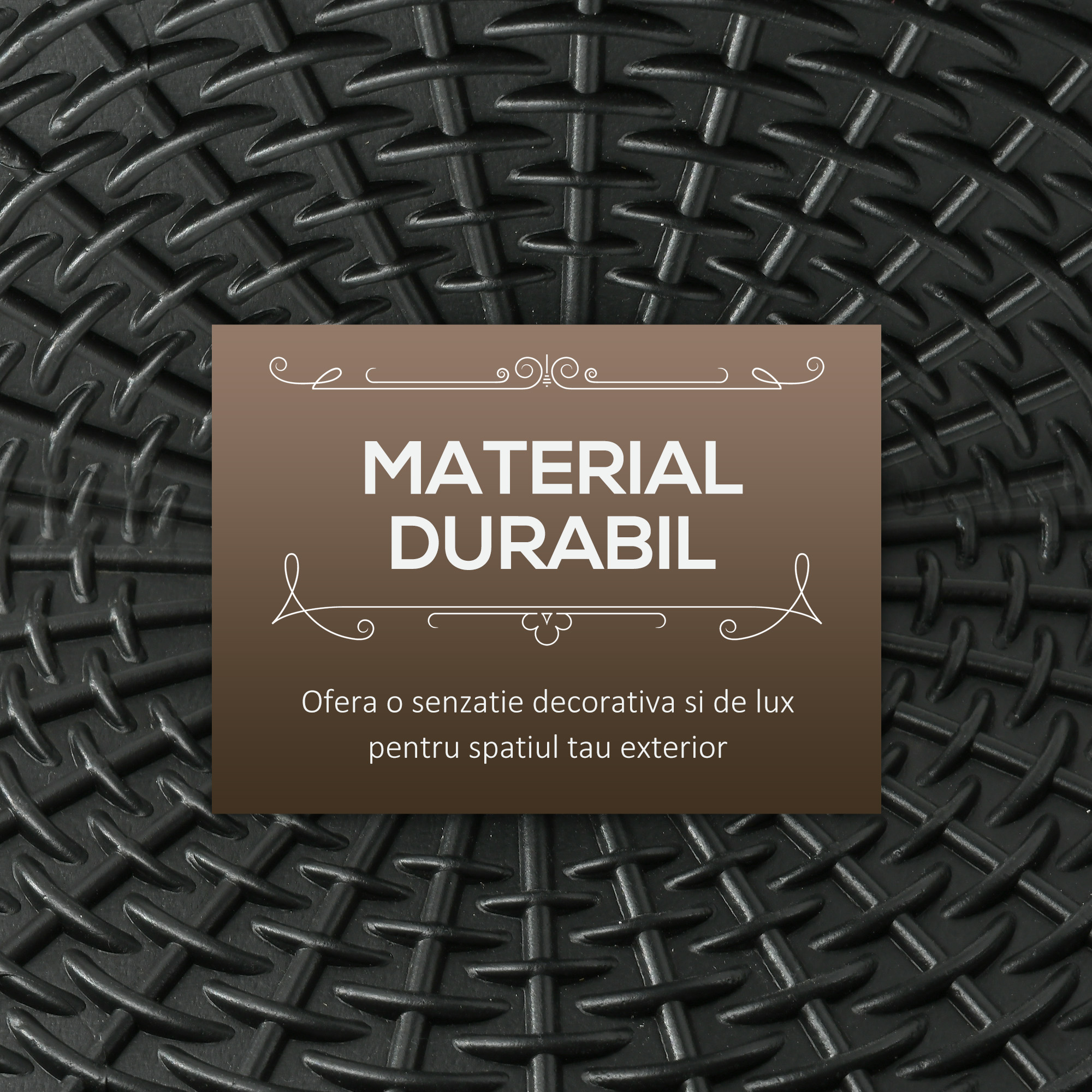  Baza Rotunda pentru Umbrela, Efect Ratan, de 12,5 kg, Suport pentru Stalpi de 38mm si 48mm, Ø44,5 cm, Negru [4]