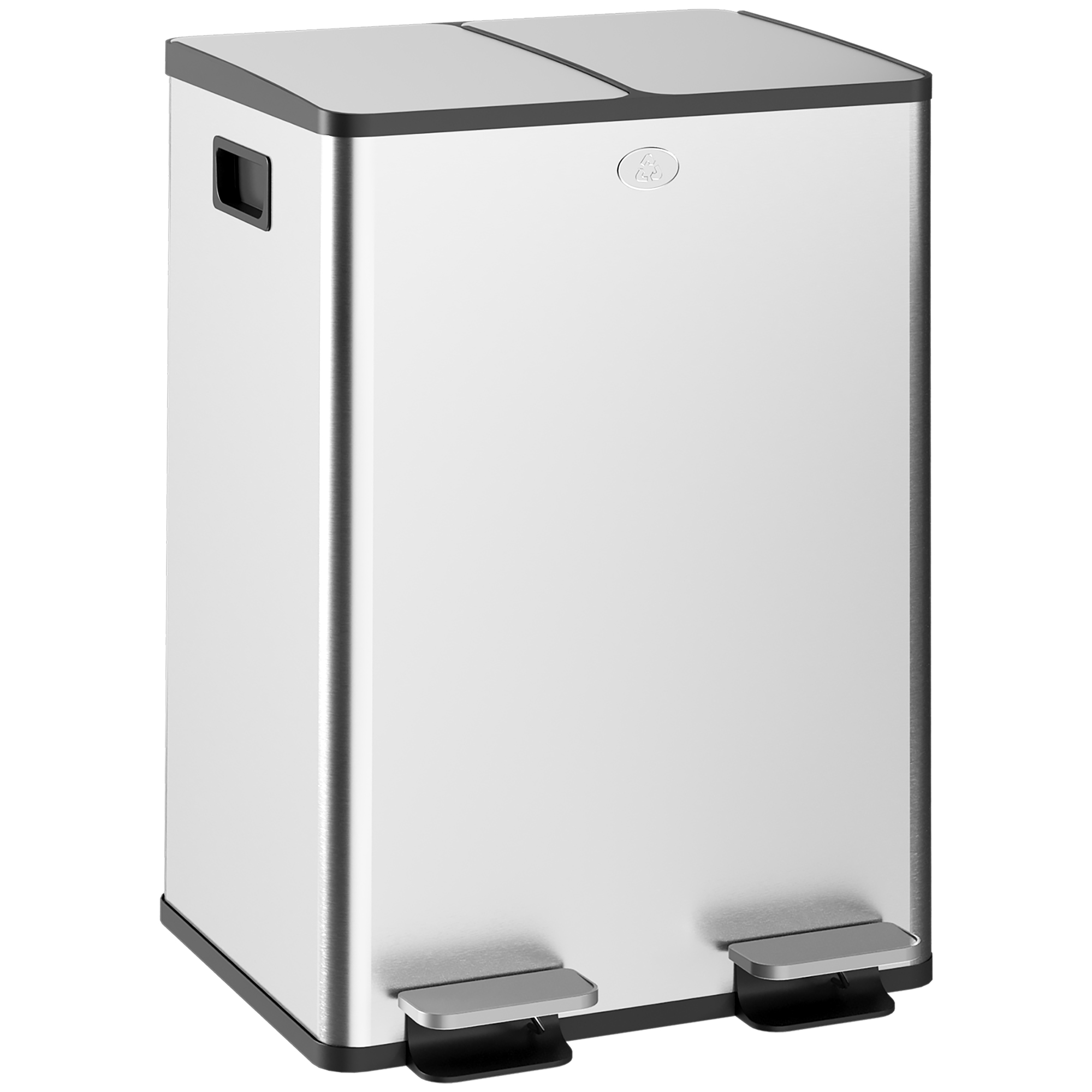 Bucatarie -  Cos de Gunoi 2 x 20L cu Pedala, din Otel, pentru Bucatarie, cu Capac cu inchidere Usoara, Recipiente Interioare Detasabile, Rezistent la Urmele de Degete, Argintiu