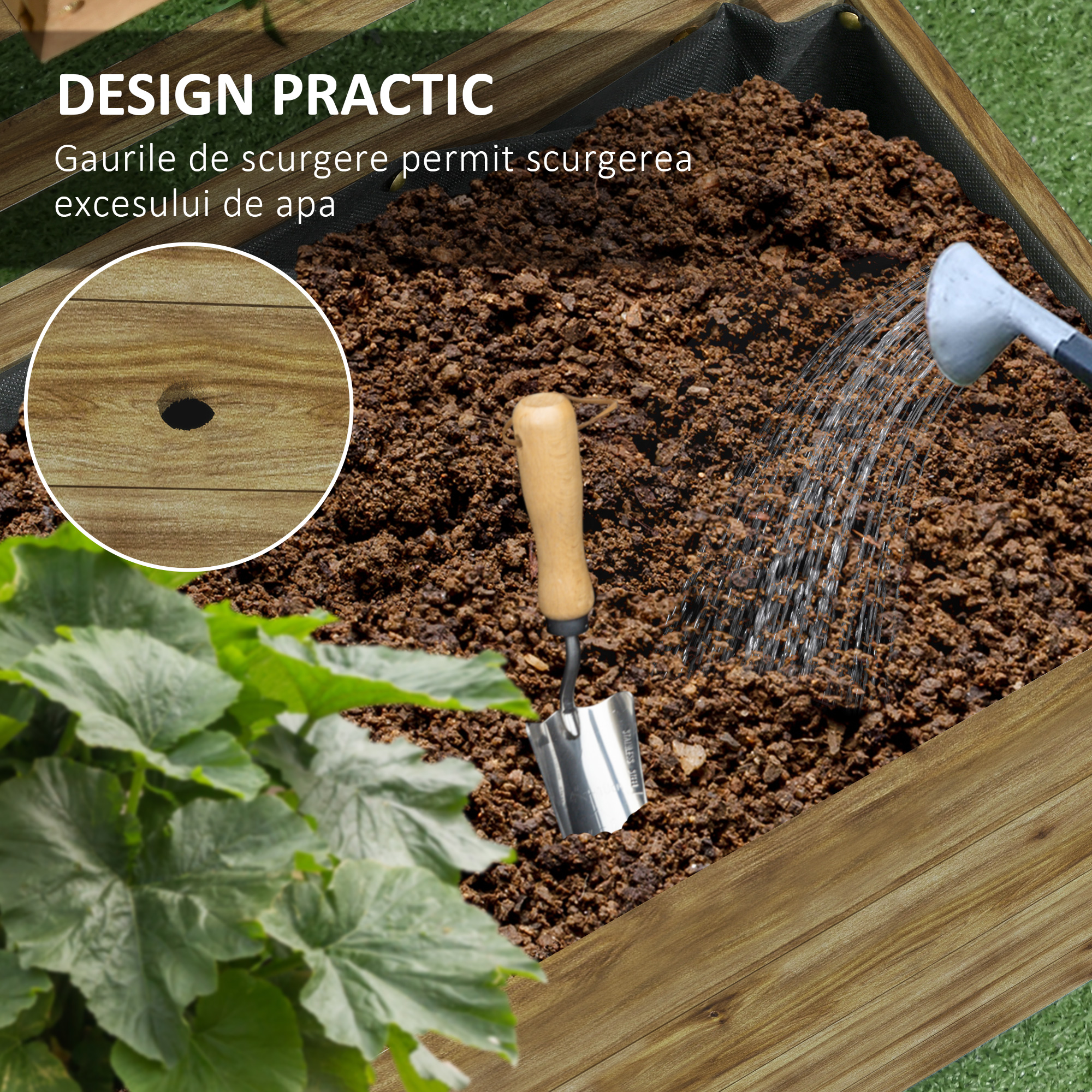  Jardiniera inaltata verticala cu 4 roti si suport pentru plantele cataratoare, din  lemn de brad, 76x30x155cm, alb [6]