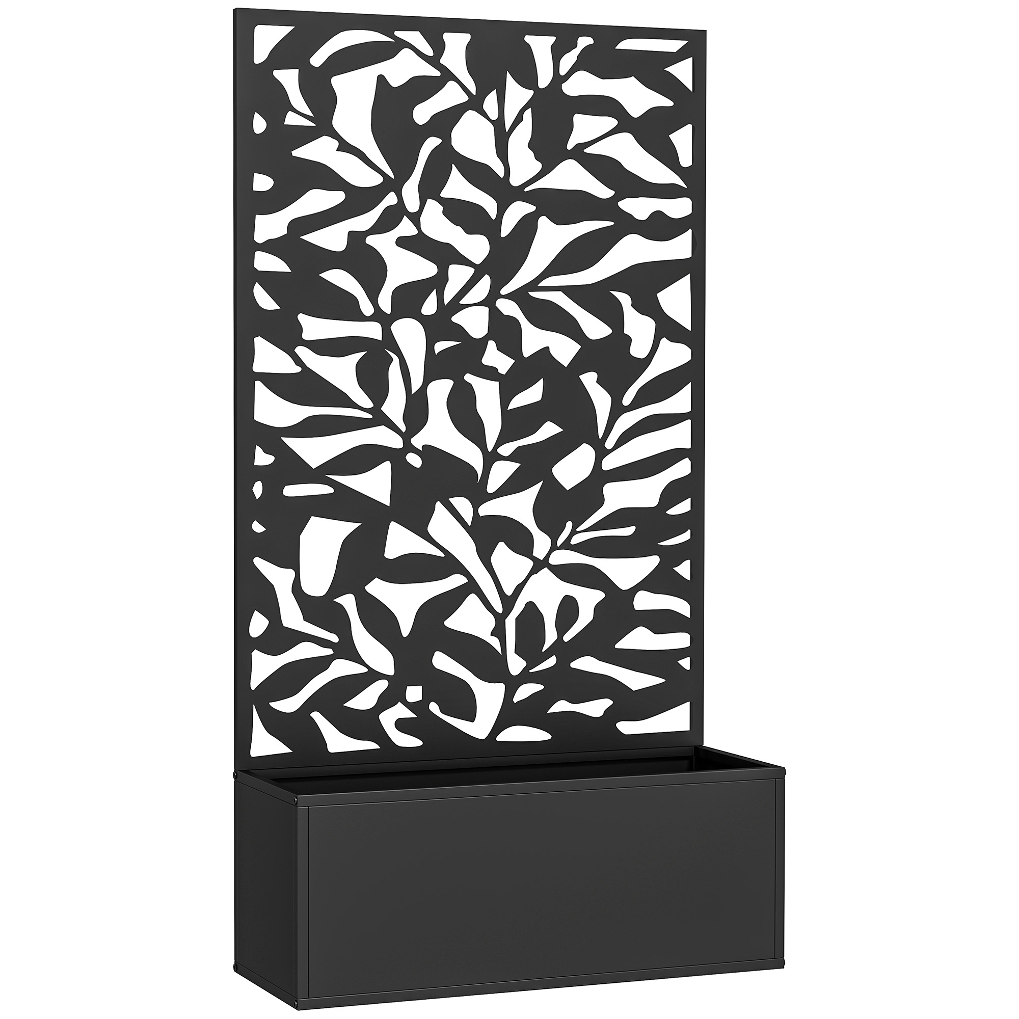 Living & hol -  Ghiveci cu spallier pentru plante cataratoare din otel, montare pe perete sau pe podea, 61x23x113 cm, negru