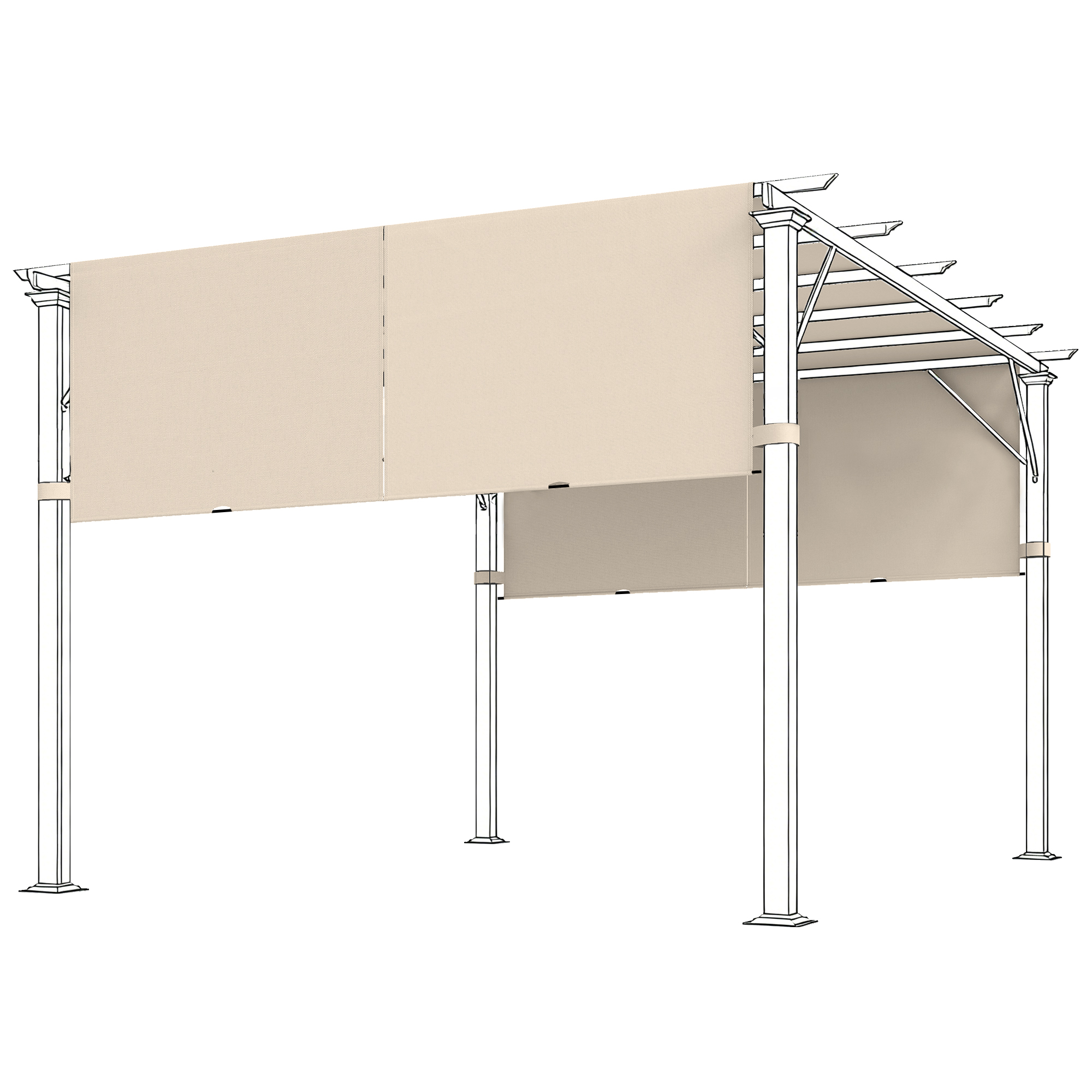 Gradina & balcon -  Copertina pentru Pergola 3x3 m din Poliester cu Buzunare si Benzi, 548x122 cm, Bej