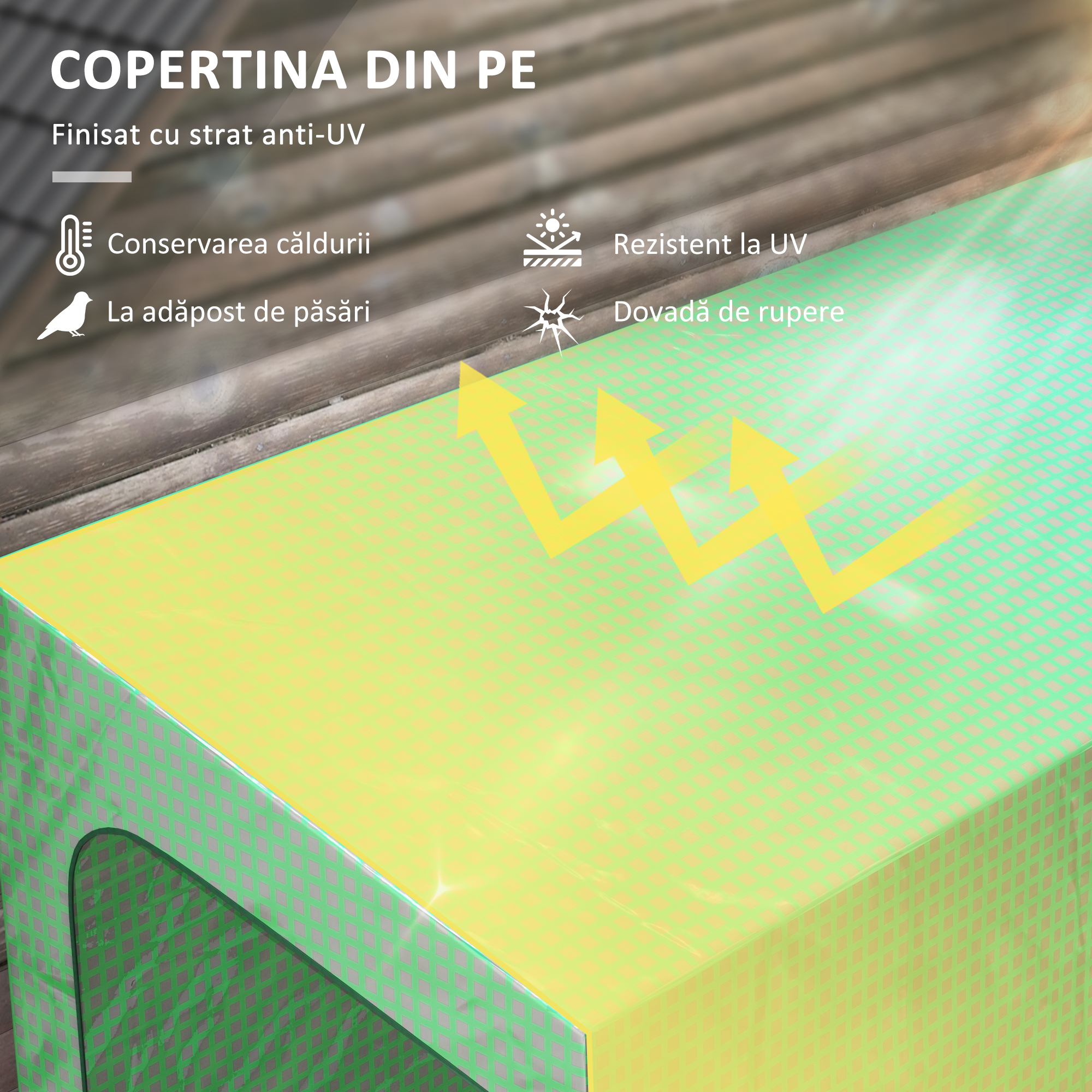  Sera de Gradina de Perete cu 2 Usi Rulabile si Acoperire din PE Anti-UV, 200x80x200 cm, Verde [3]