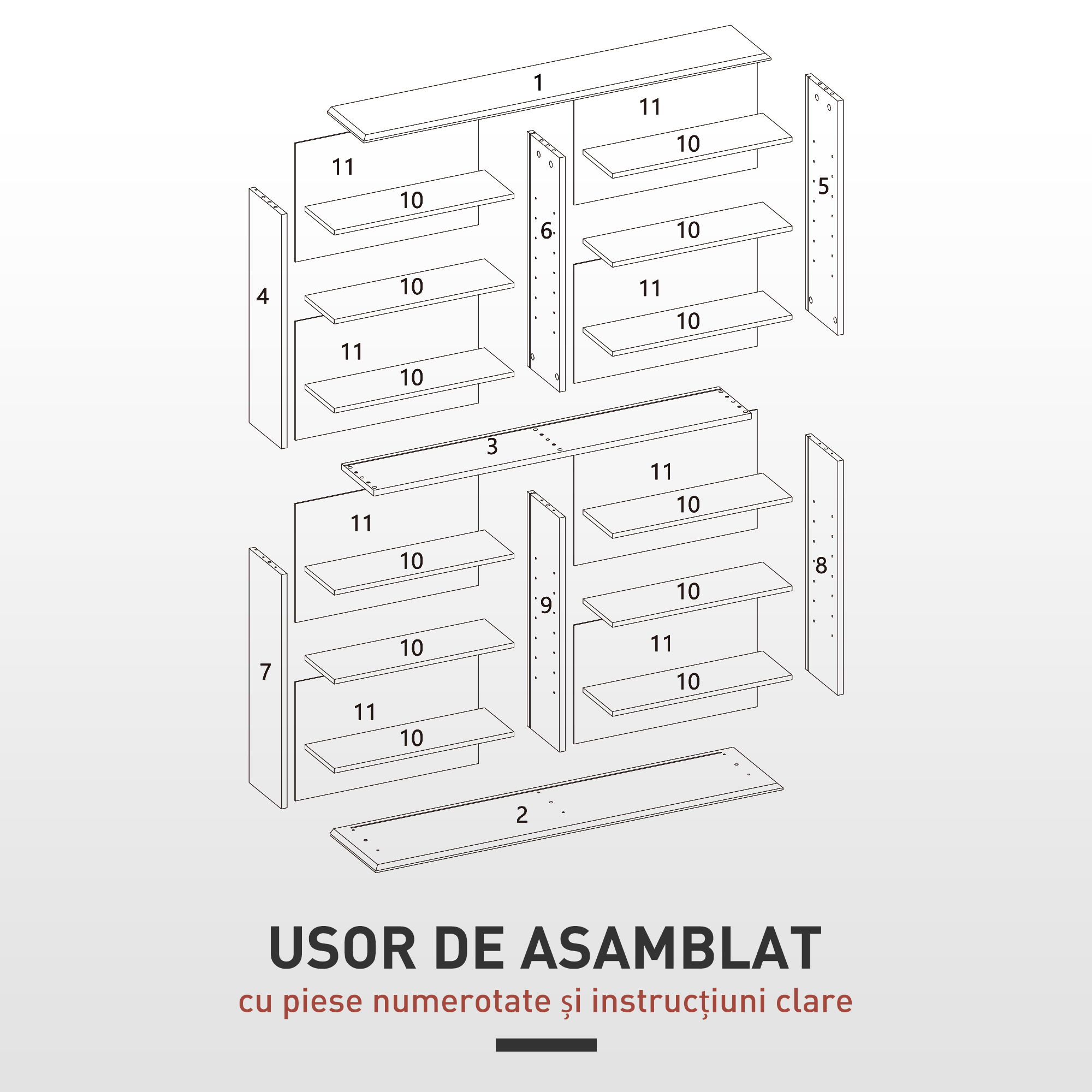  Mobilier Biblioteca cu 16 Rafturi pentru 720 CD-uri din Lemn 106.5x24x126.3 cm Negru [6]