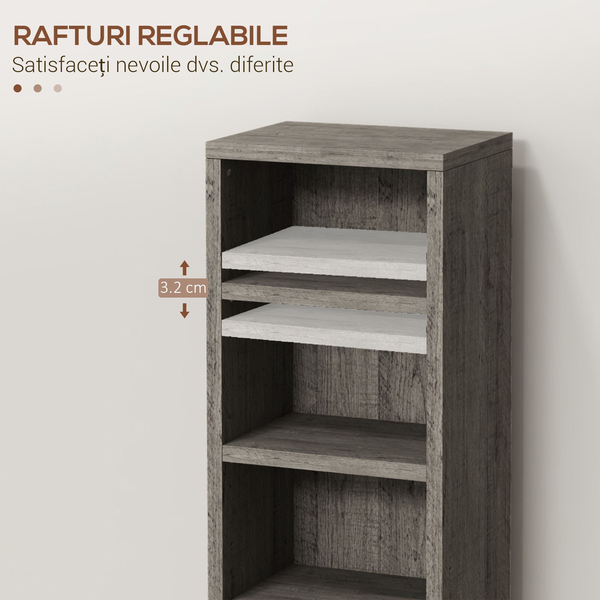  Set de 2 rafturi pentru CD-uri cu polite reglabile pentru 204 CD-uri, 21x22,5x88,5 cm, gri [5]