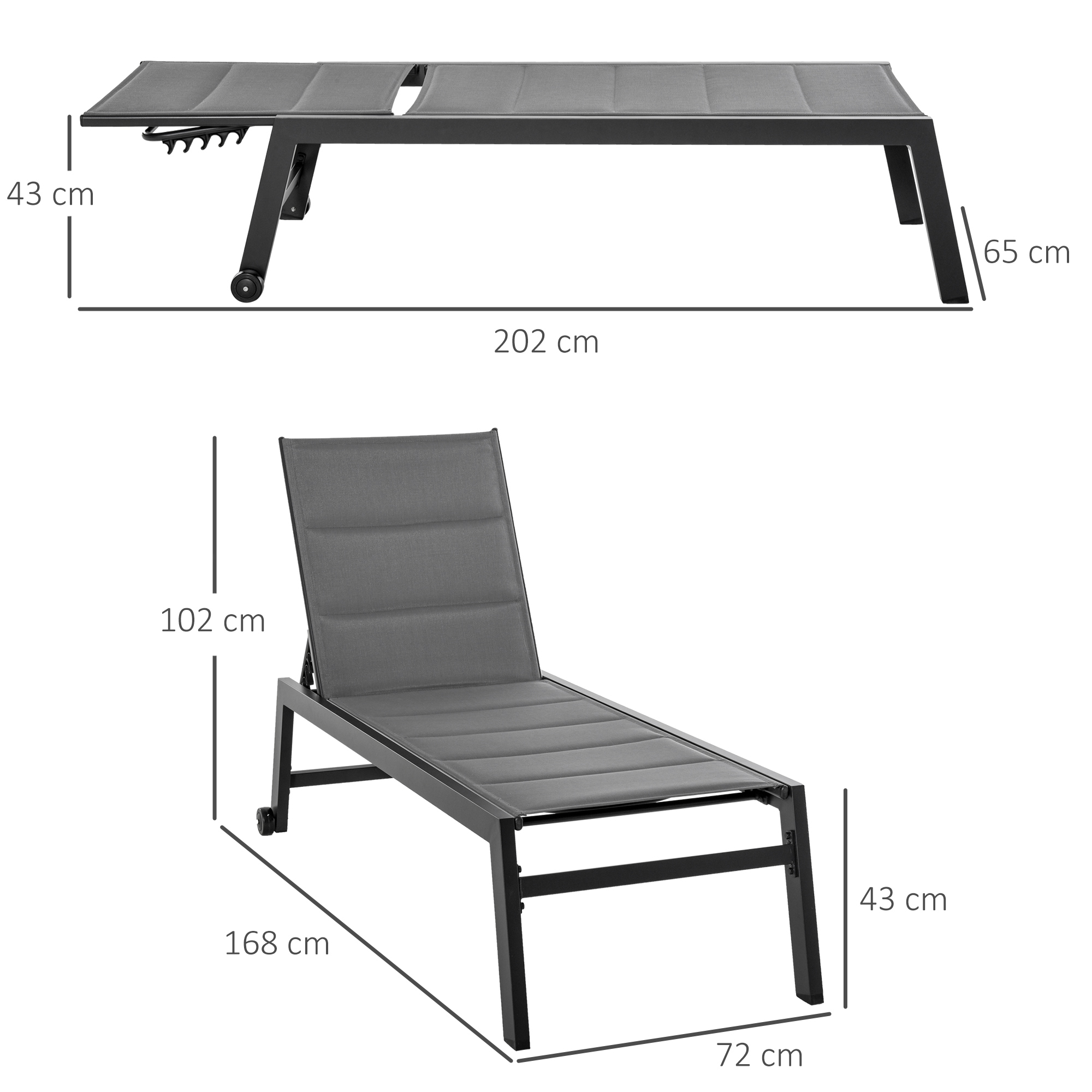  Sezlong de Gradina Reclinabil pe 5 Niveluri, cu Acoperire Captusita [2]