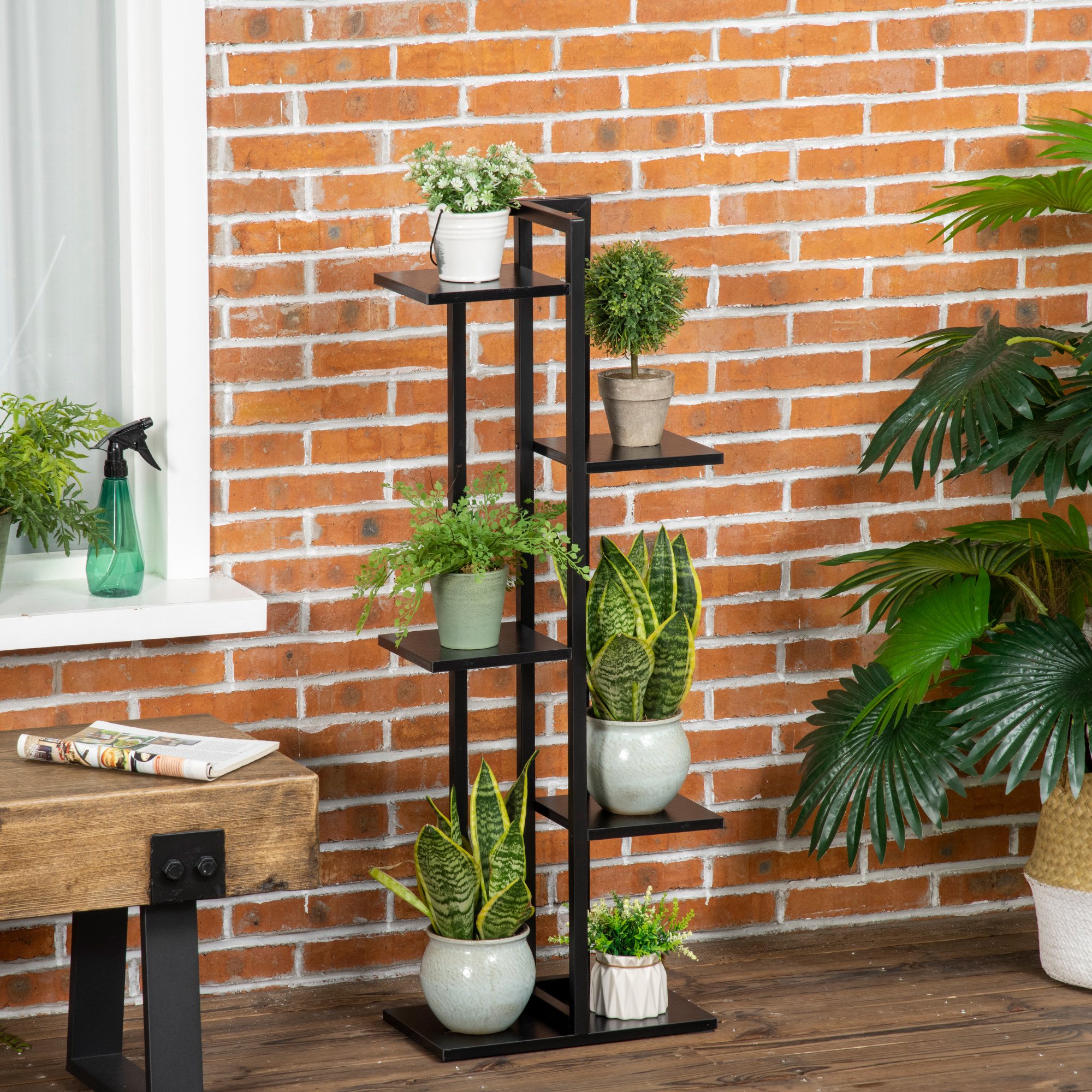  Suport pentru Plante cu 5 Niveluri, Raft de Colt pentru Plante, Suport pentru Ghiveci, Organizator Decorativ [1]