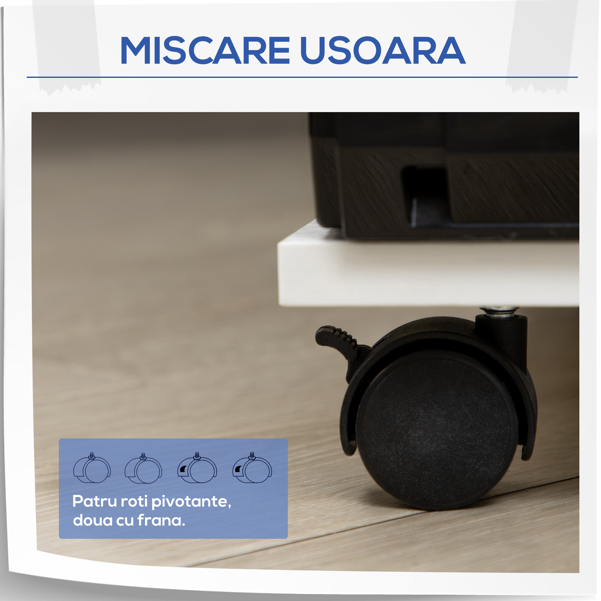  Suport Mobil pentru Imprimanta - Cu Sertar & Raft Reglabil [4]