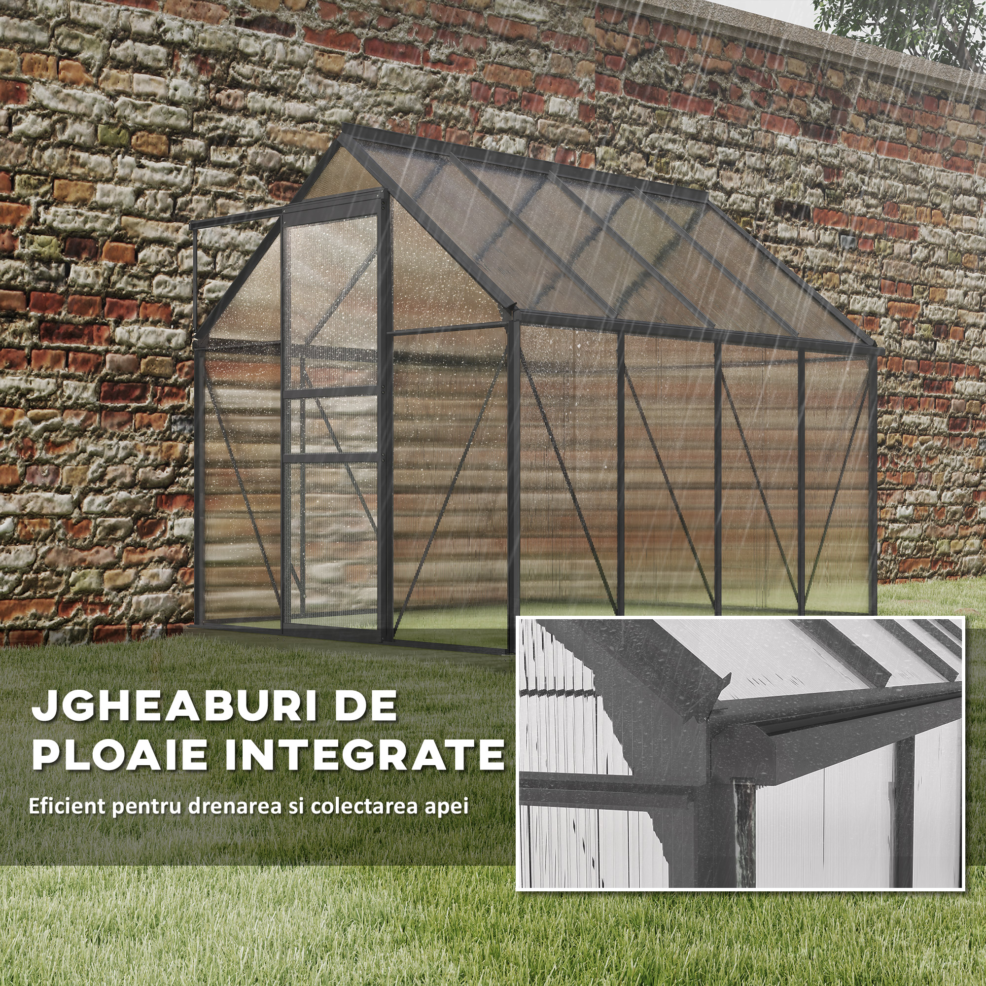  Sera Walk-In Aluminiu & Policarbonat - Ventilatie si Jgheab [6]