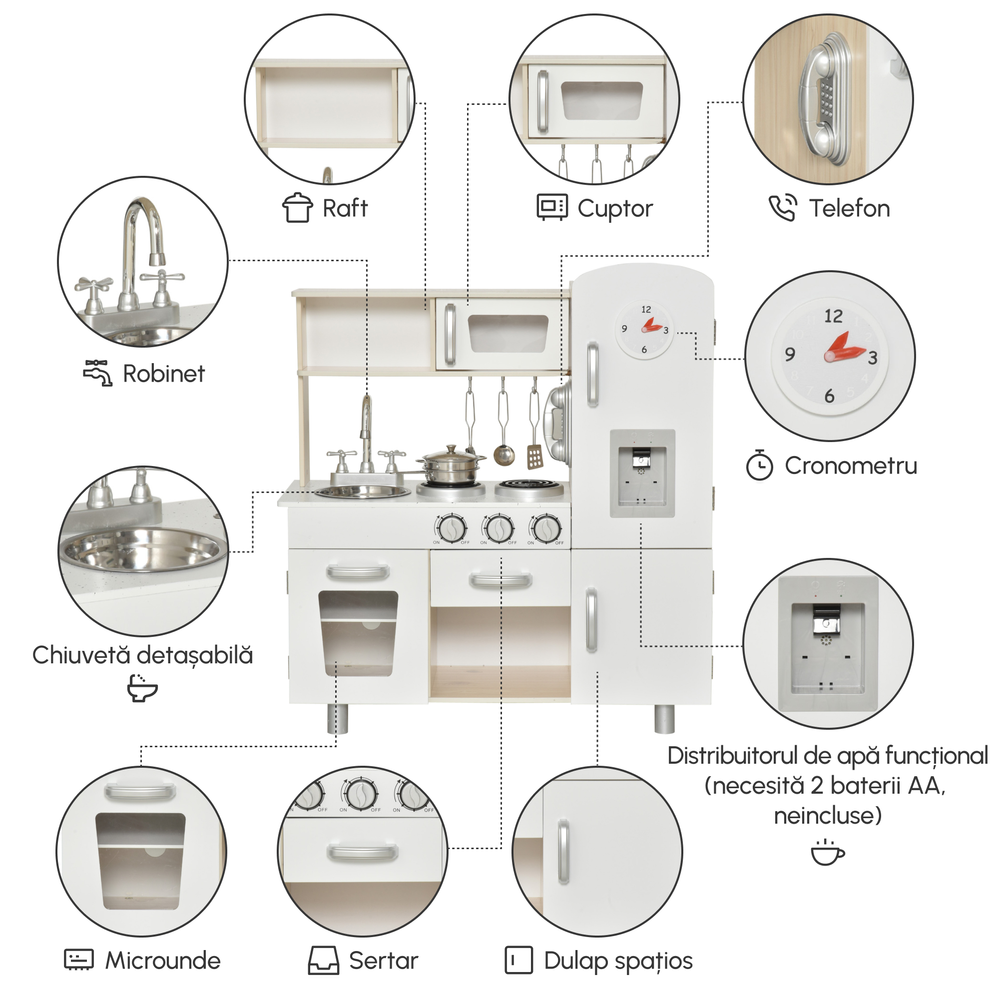  Bucatarie Jucarie din Lemn pentru Copii, cu Oale si Ustensile din Otel [5]