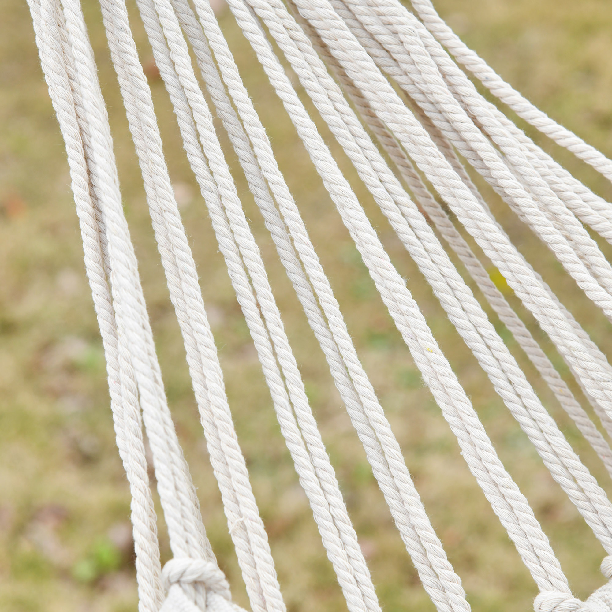  Hamac de Gradina Suspendat din Panza cu Franjuri si Geanta de Transport, 288x150 cm, Crem [8]