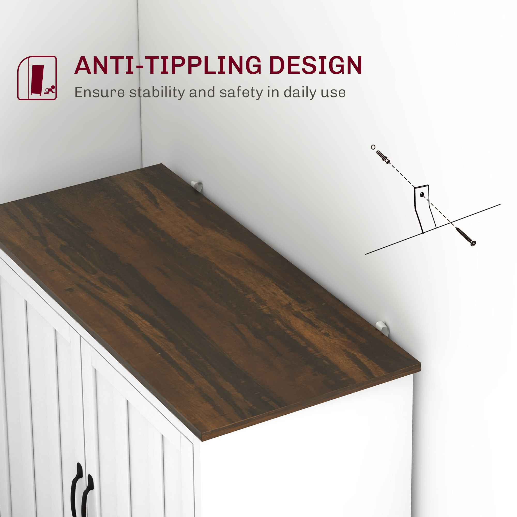  Bufet Modern pentru Bucatarie, Mobilier cu 2 Usi si Raft Reglabil din Lemn, 80x39,7x80 cm, Alb [4]