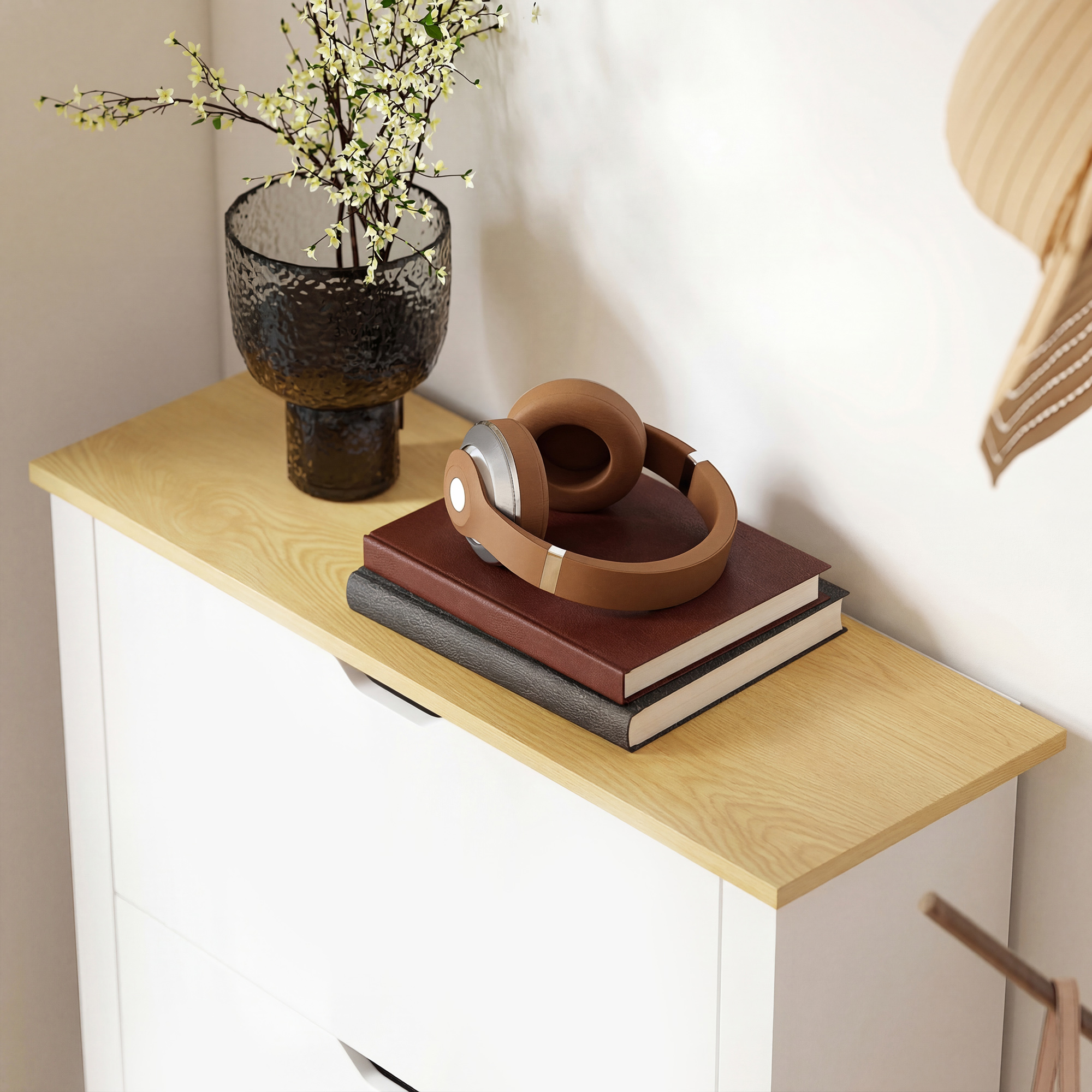  Dulap pentru Pantofi Slim pentru 18 Perechi de Pantofi, 3 Sertare cu 2 Rafturi Reglabile si Detasabile, 72x26x112 cm, Alb [8]