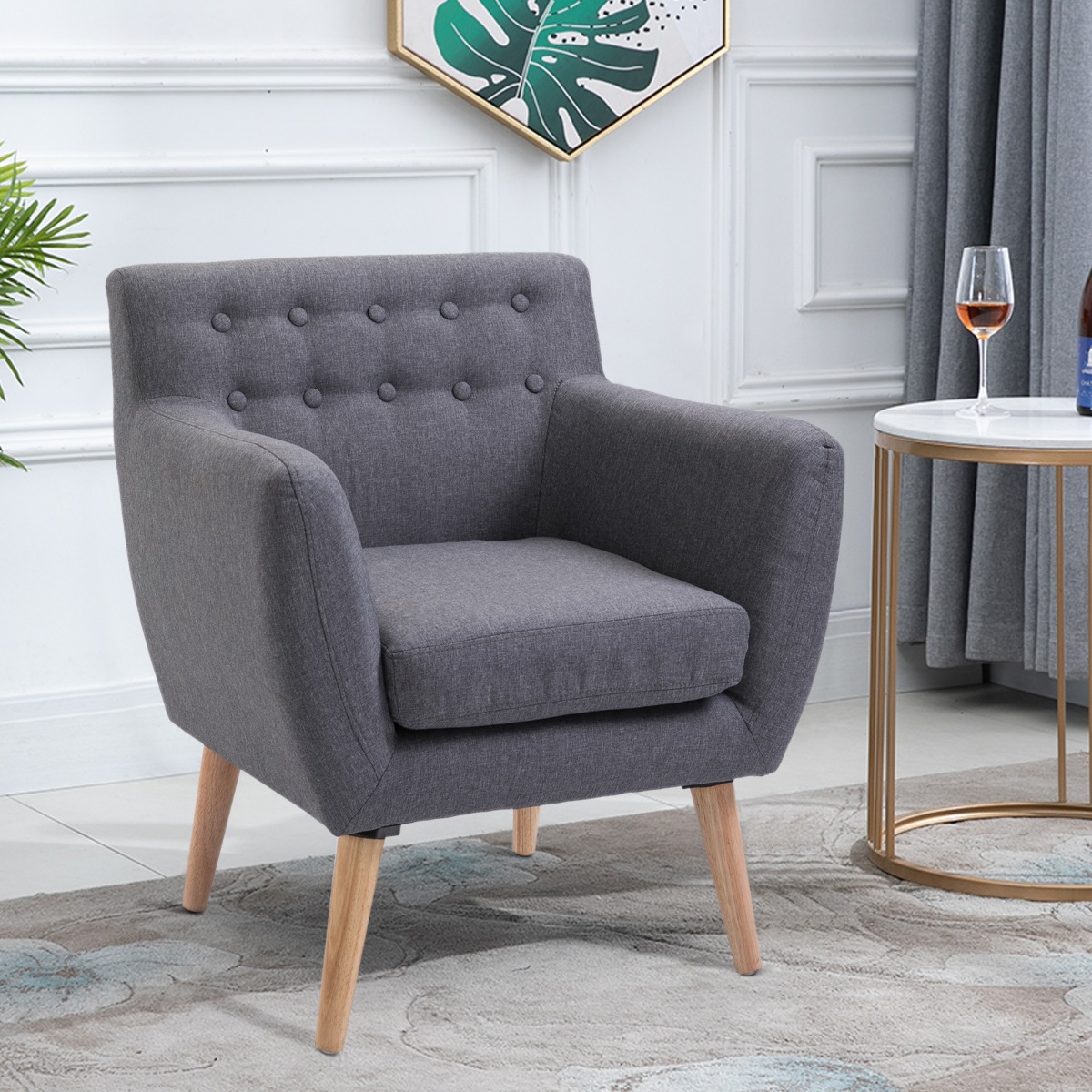  Scaun Fotoliu de Design Dormitor Salon Moderna Gri [1]